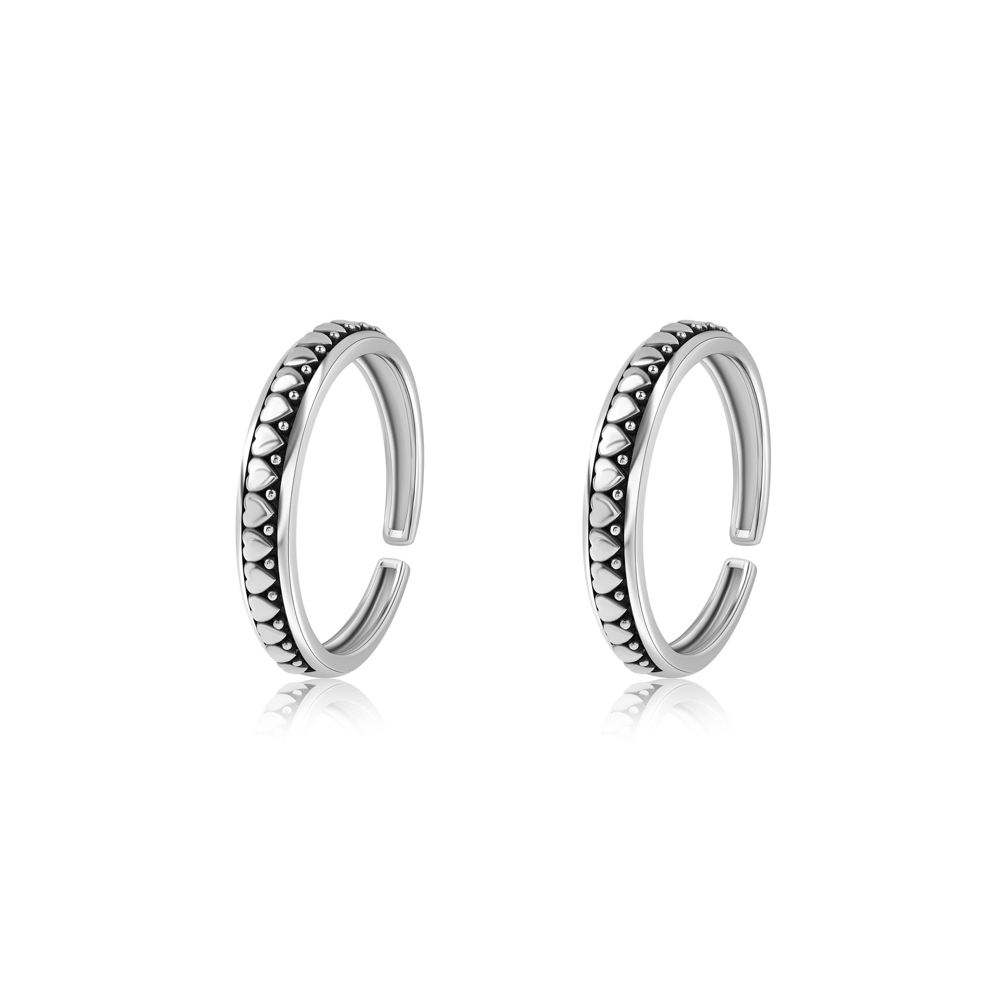 925 Silver Heart-to-Heart Textured Bichhiya Toe Rings for Women-image-32