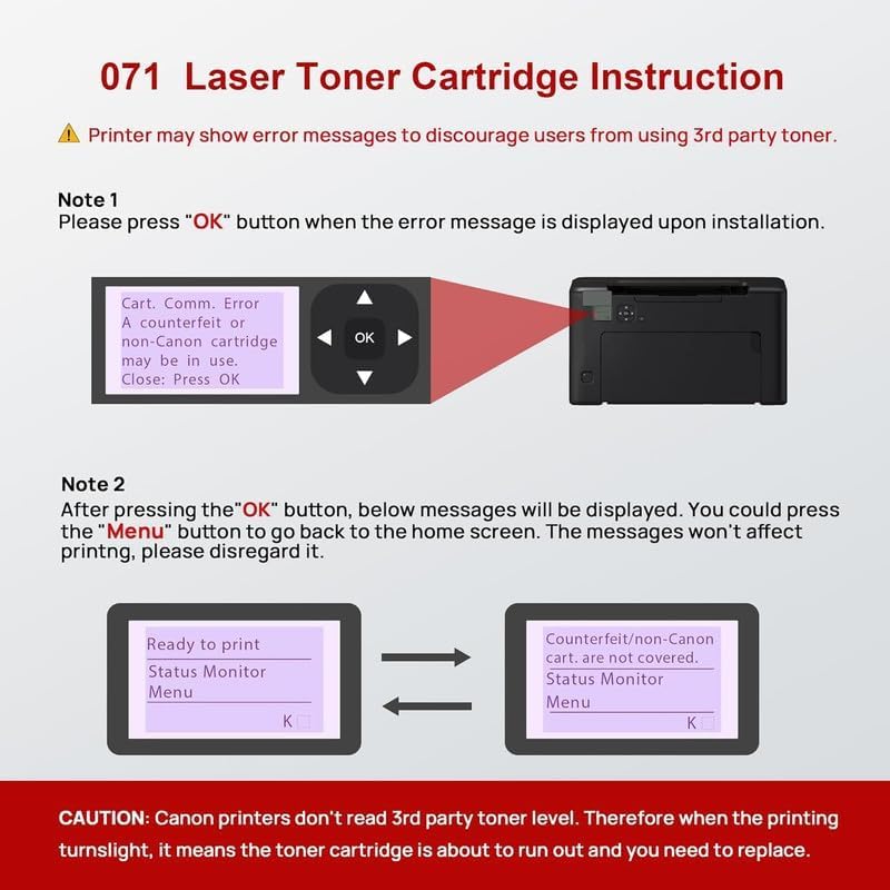 Image of CRG071 071 Compatible for Canon 071 Toner Cartridge (with CHIP 5645C001) | for Canon 071 Black Toner Cartridge for Canon Imageclass LBP122dw LBP122 LBP120 MF270 MF273dw MF272dw MF275dw (1-Pack)