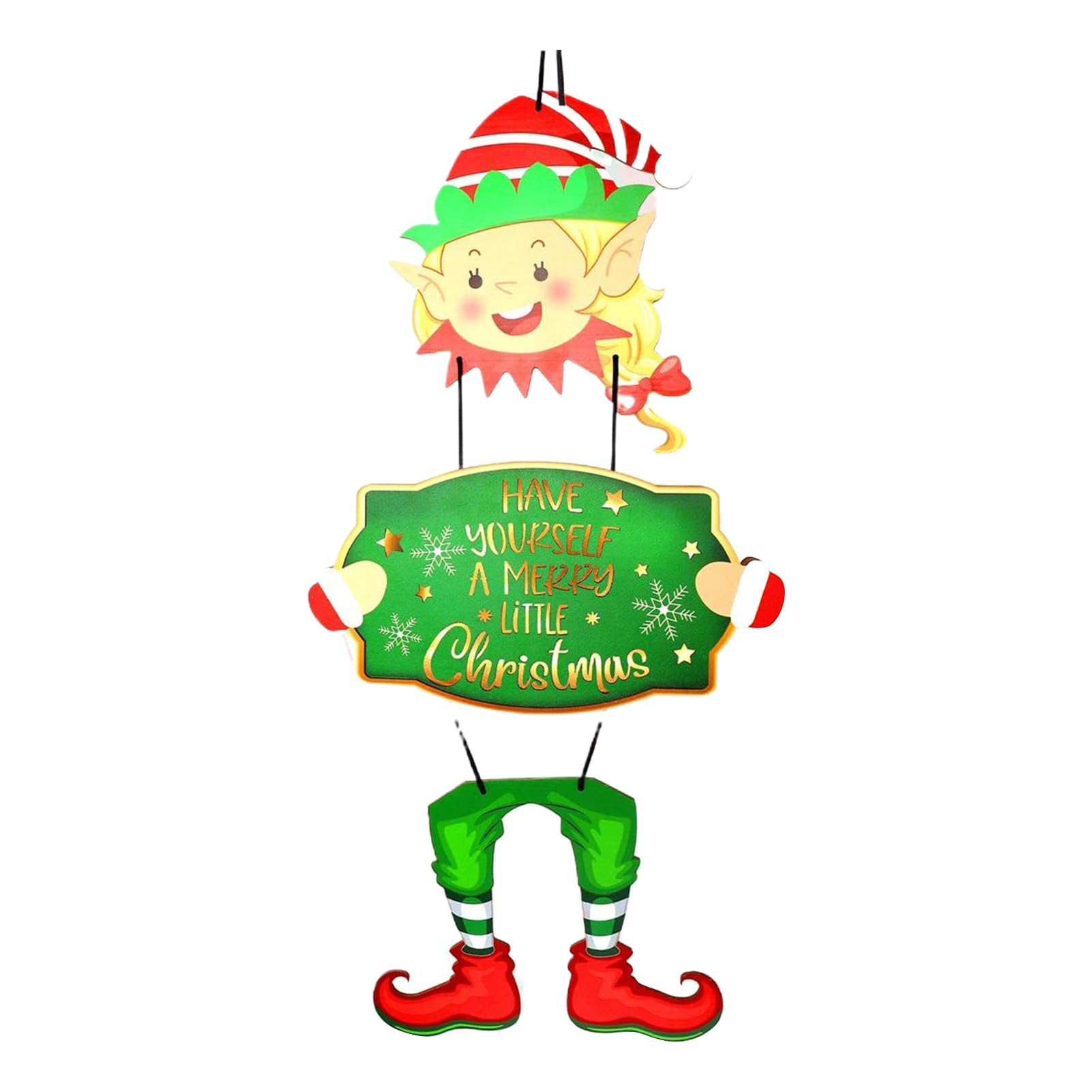 Letrero de Puerta con luz LED de niña elfa para Madera navideña, Puerta para Madera Encantadora, Regalo Feliz Navidad, excelente Servicio al Cliente