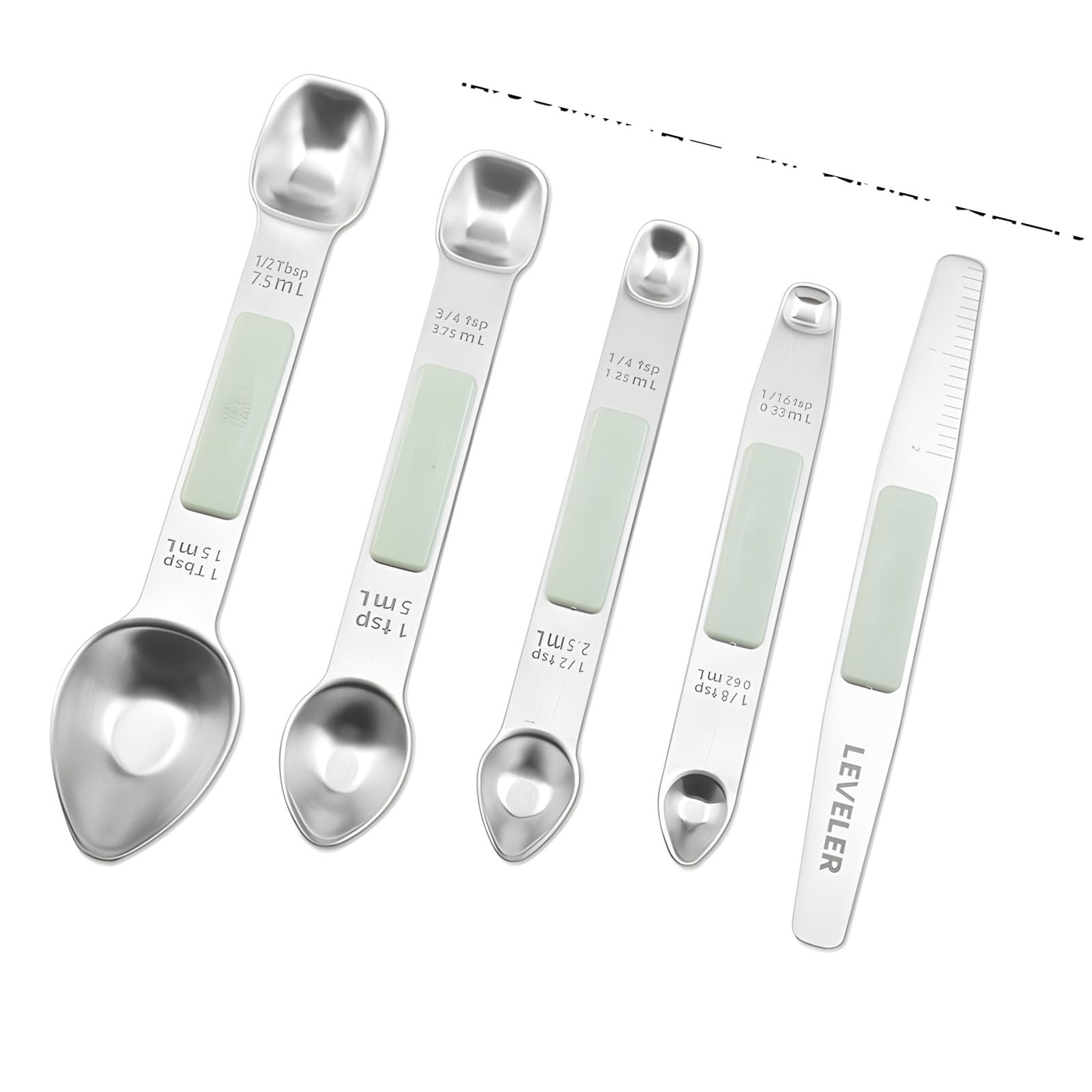 Ekoama Stainless Steel Magnetic Measuring Spoon Set of 5 with,Metal Teaspoon & Tablespoon Measuring Spoon Adjustable