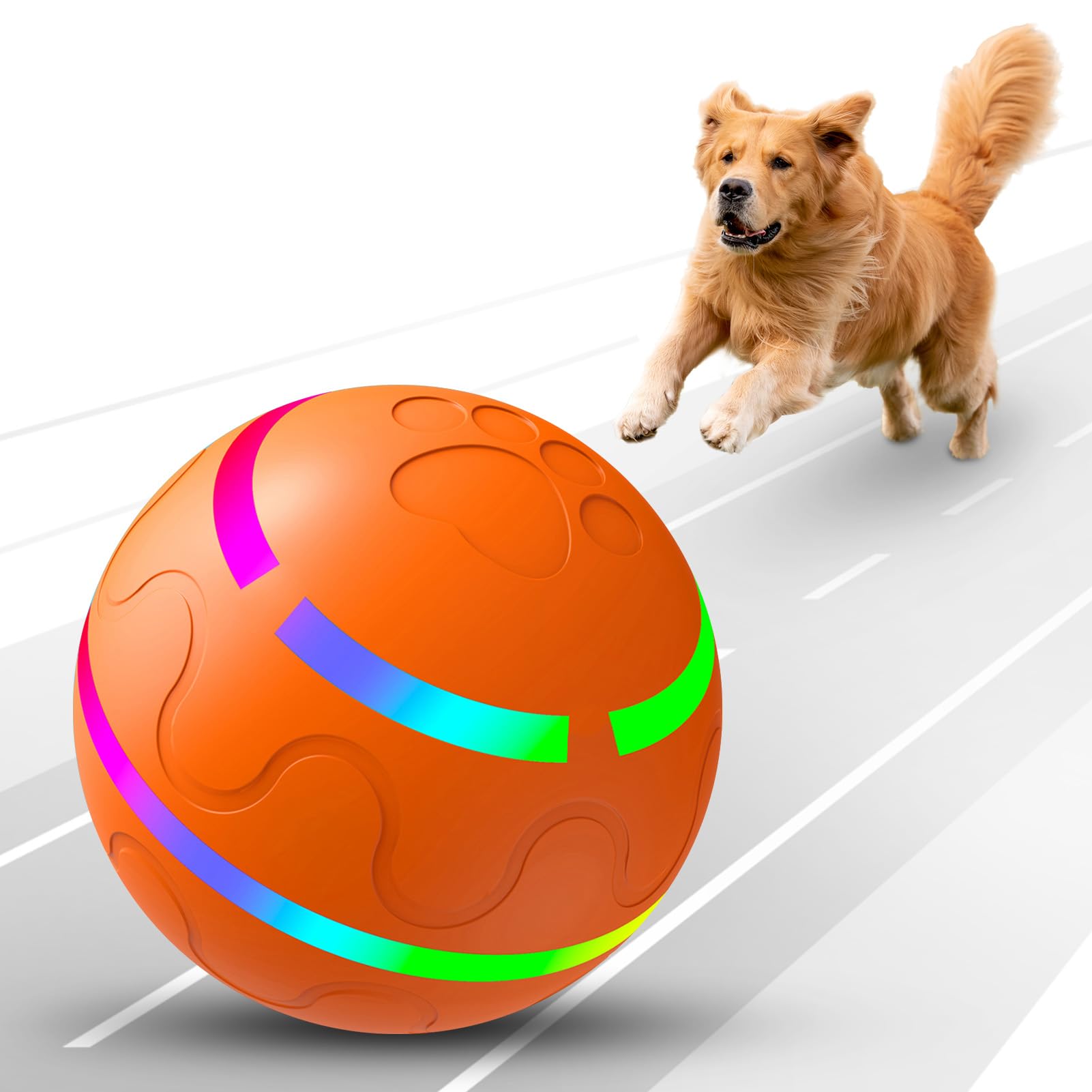 Dog Ball Automatic Moving Vibrating Ball for Pets Orange