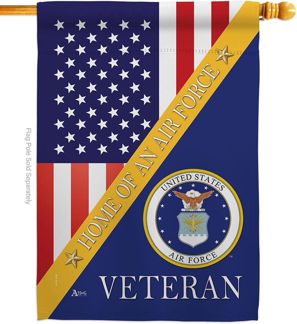 Air Force Home of House Flag Armed Forces USAF United State American Military Veteran Retire Official Small Decorative Gift Yard Banner Double-Sided Made In USA 28 X 40