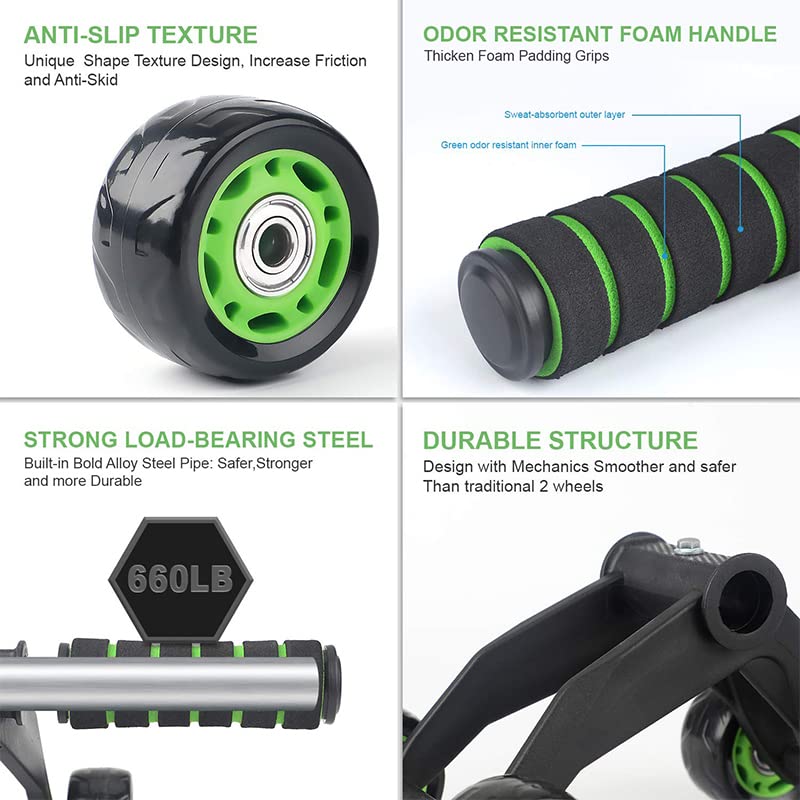 XININ Ab Roller Fitness Rad Set Vier Rad Fitness Rad Übung Im Freien Bauchmuskeltraining Fitness Ausrüstung
