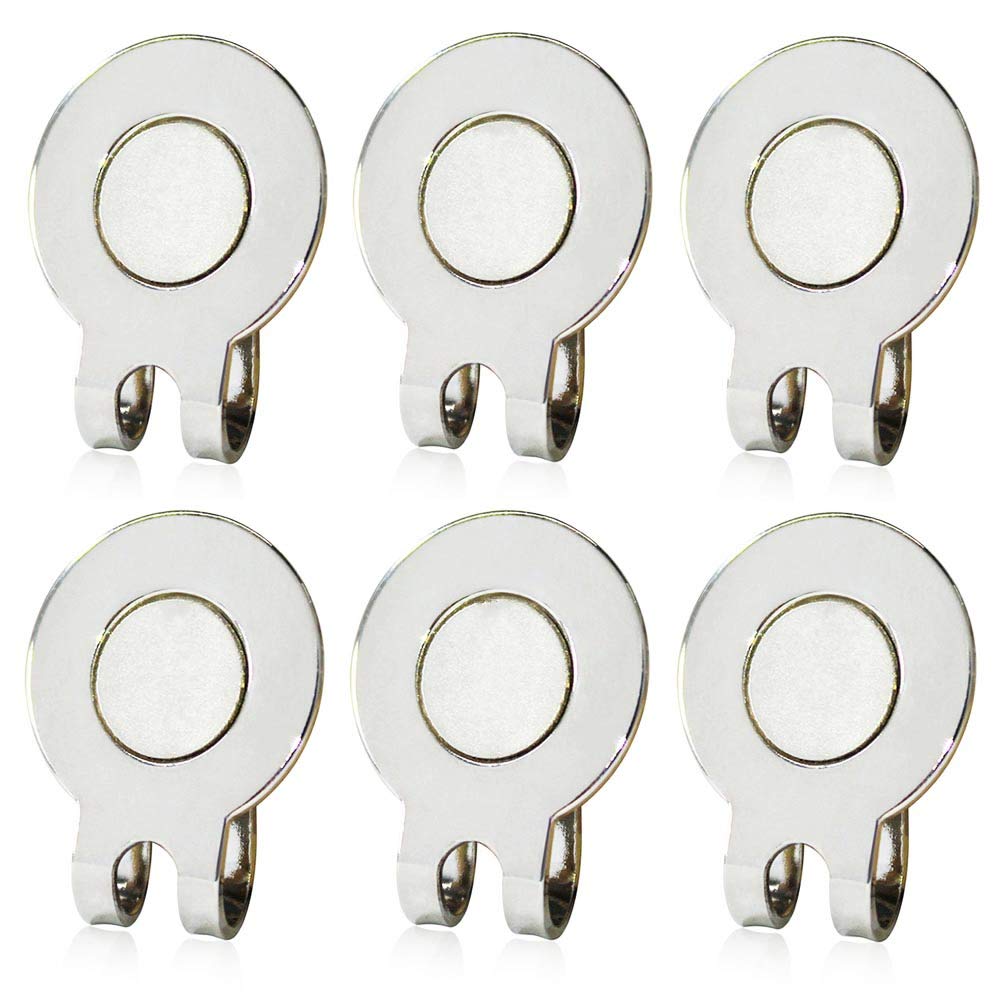 TXIN 6 Pieces Golf Cap Clip Ball Marker Magnetic Hat Clip, Silver Golf Hat Clip Blank Magnetic Golf Ball Marker for Women Men Golfer Kids Ladies Girls Boys