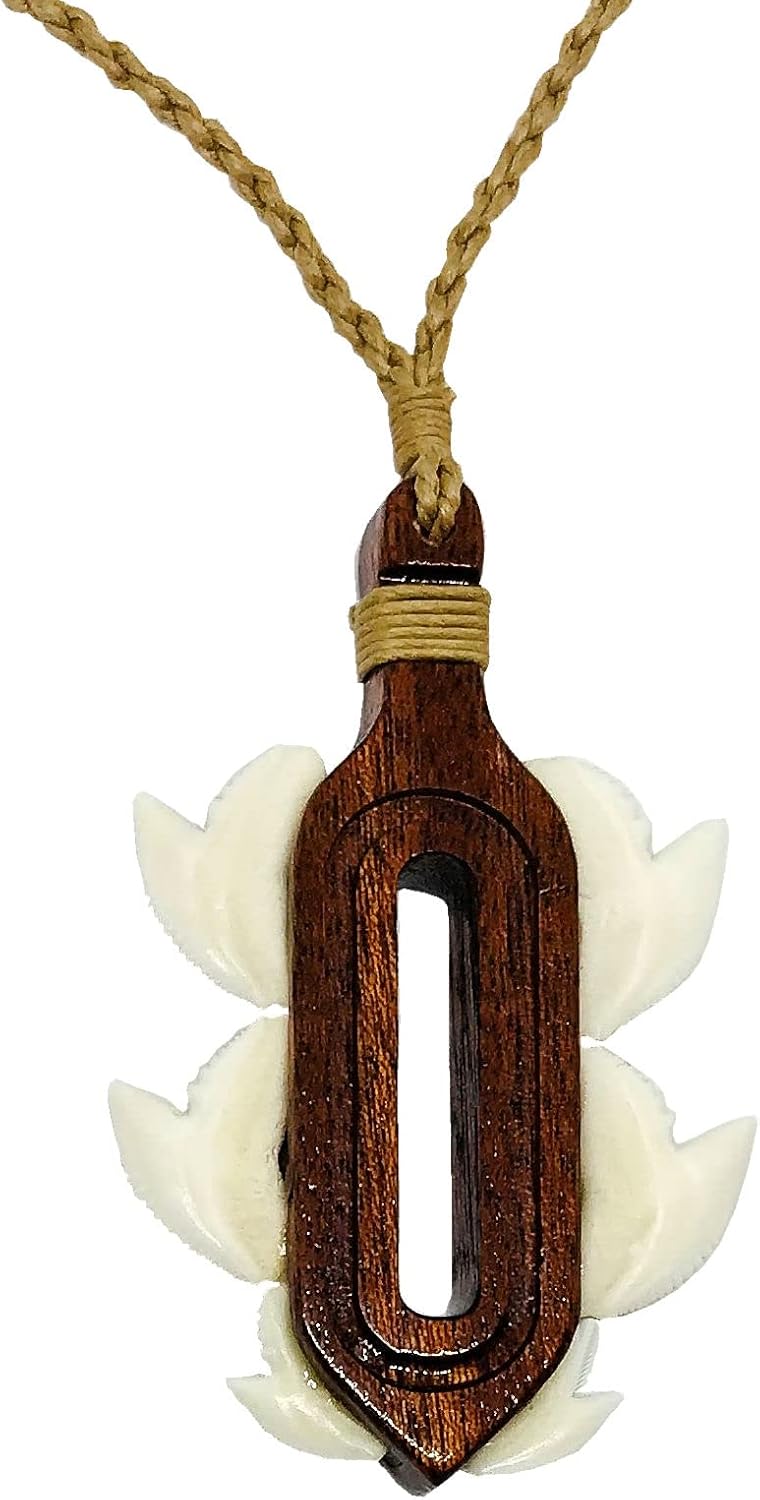Hawaiian Jewelry Koa Wood Shark Tooth Warrior Weapon Necklace