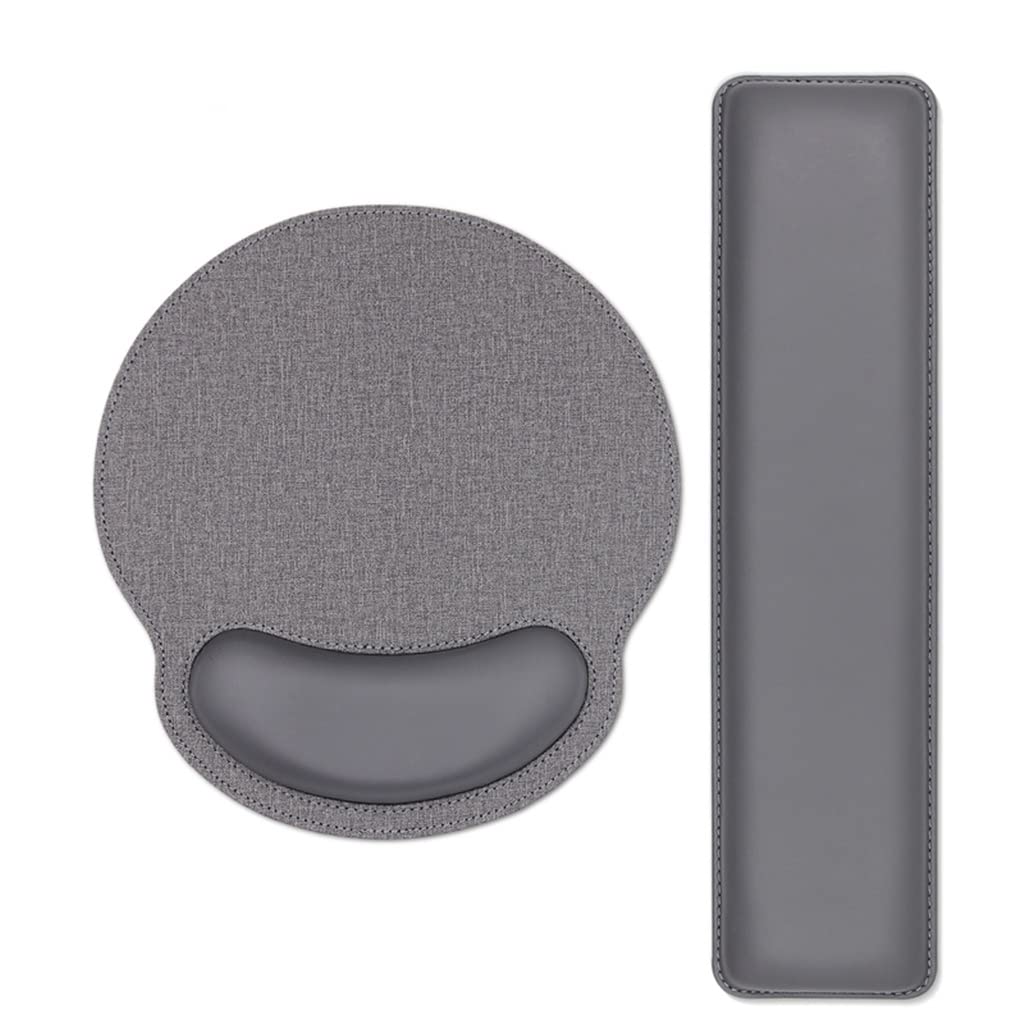 Leather Mouse Pad Keyboard Wrist Rest Ergonomic Hand Wrist Mouse Mats Rubber Base Wrist Rest Pad Gray