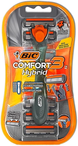Aparelho de barbear comfort 3 Hybrid, com 6 cartuchos, preto, 971050, BIC - BT 1 UM