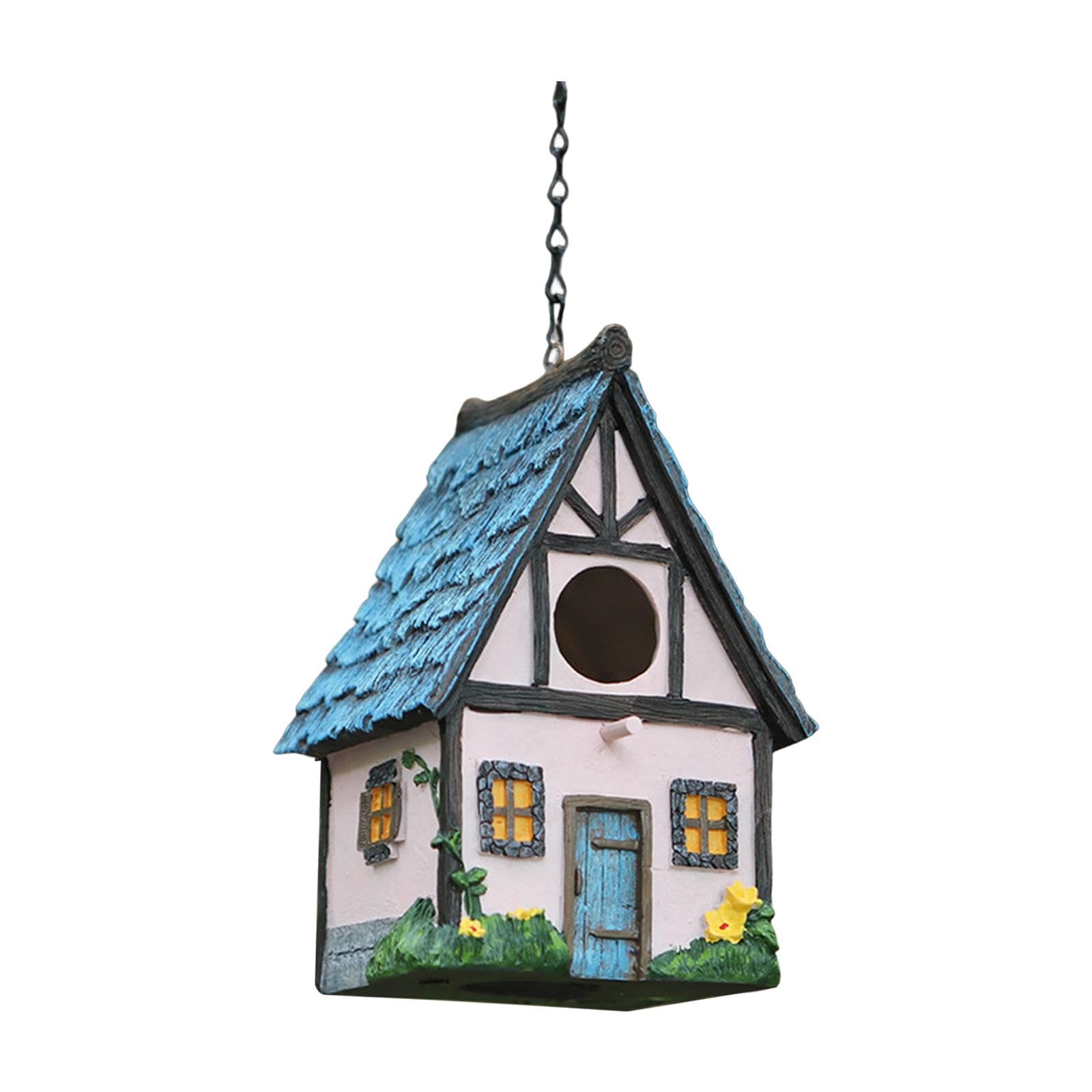 Casetta Uccelli Casa Uccelli Rifugio Nido Decorazione Giardino Resina Artigianale Facile da Appendere Pulizia Rapida Adatta a Uccelli Piccoli Cortile, Rosa