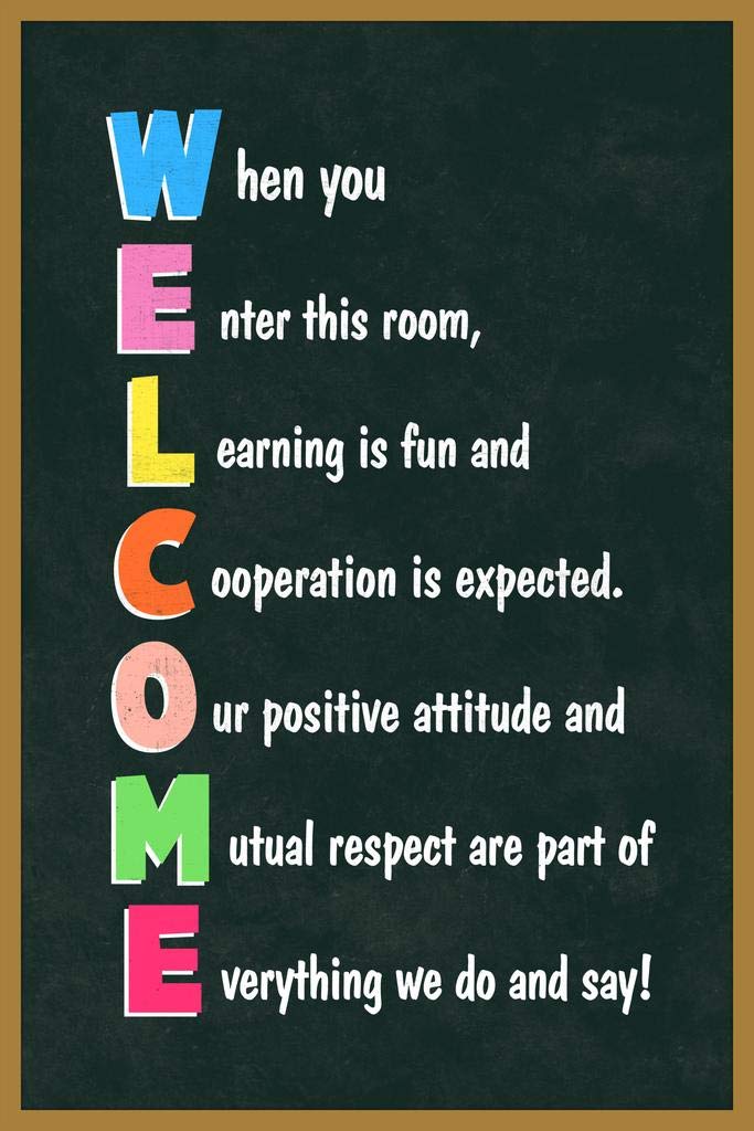 Laminated Classroom Sign Welcome Teacher Motivational Inspirational Rules Teacher Supplies School Decor Teaching Toddler Kids Elementary Learning Decorations Light Tan Poster Dry Erase Sign 24x36