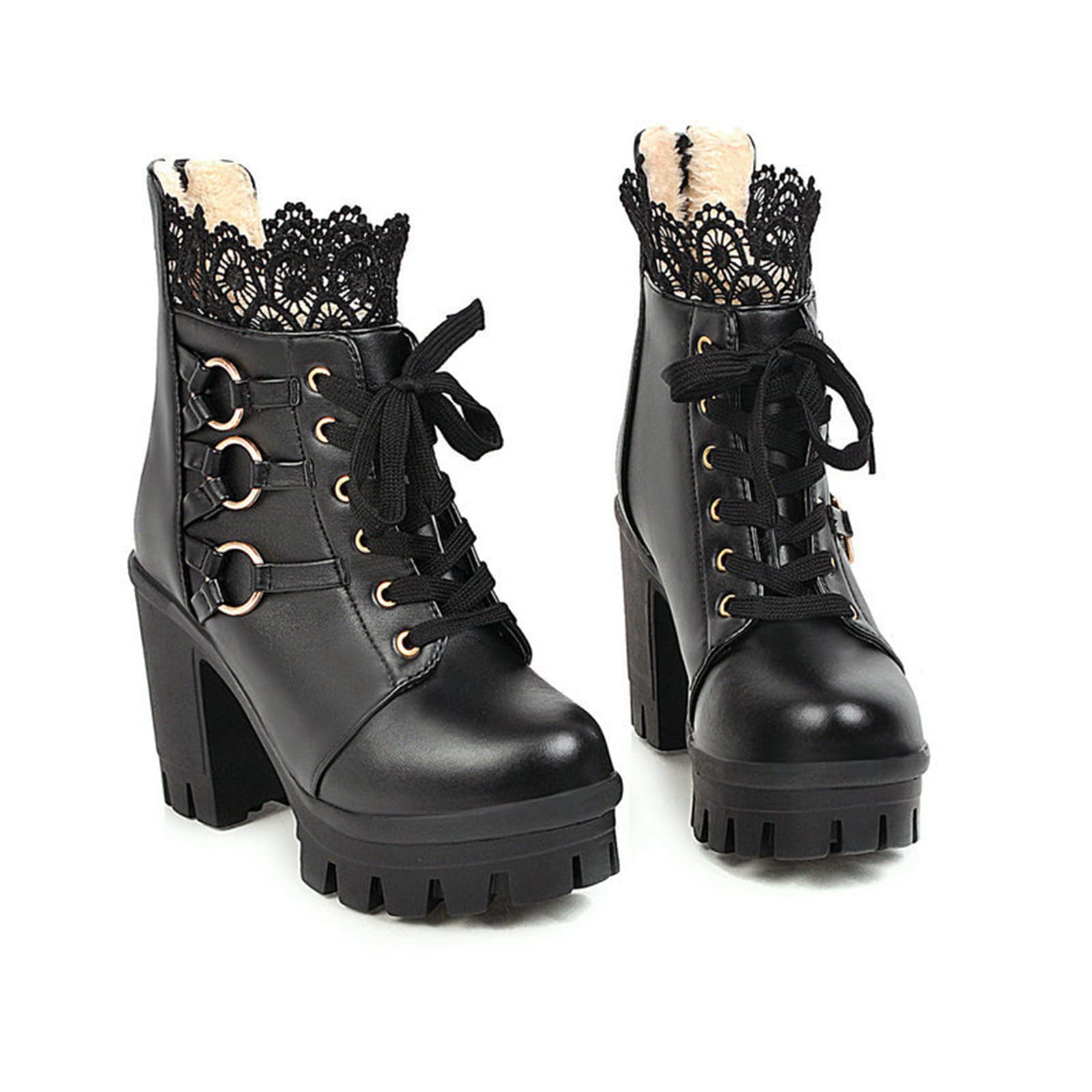 Bottines noires à lacet et talon bloc taille 40 pour femme