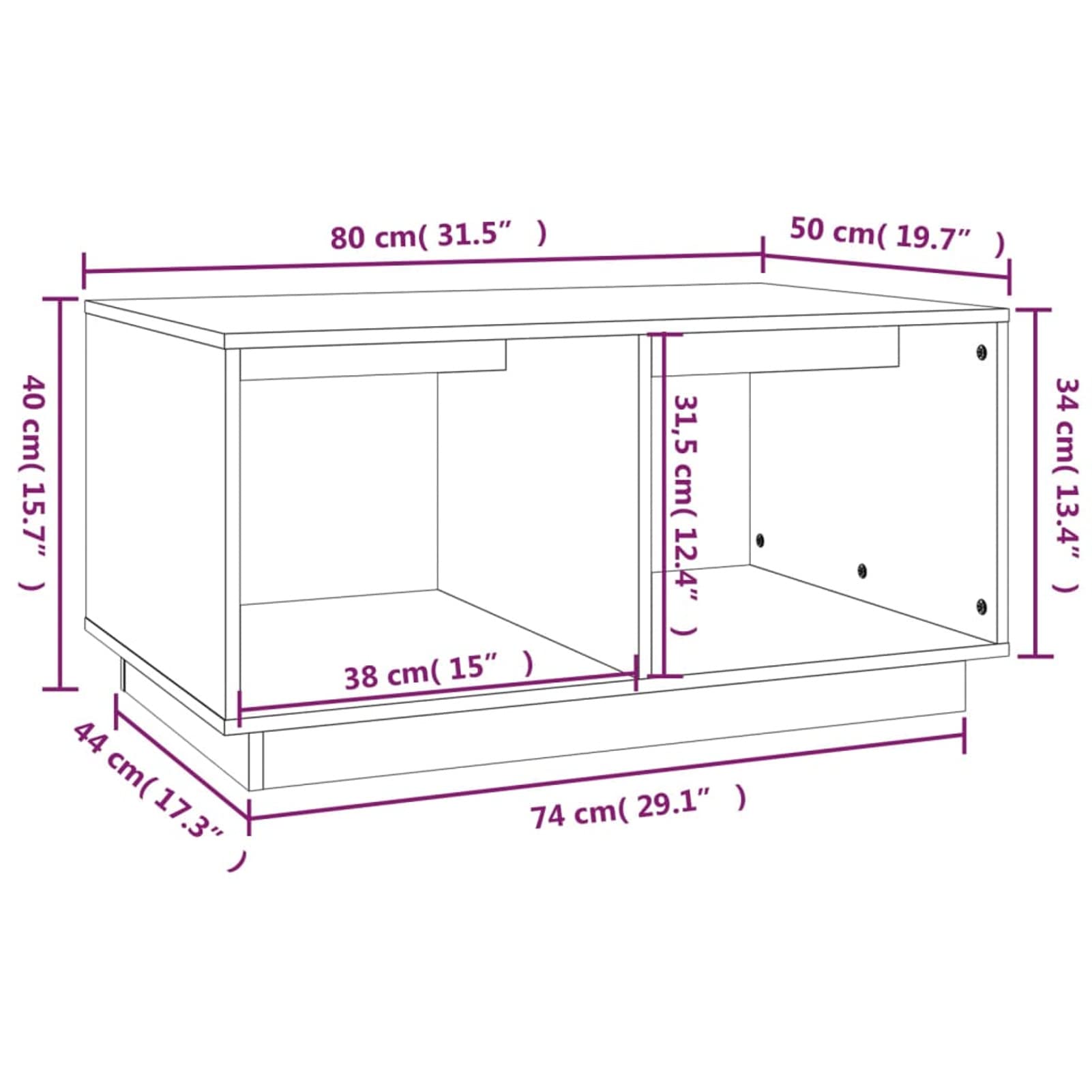 Homgoday Stolik kawowy z litego drewna sosnowego brązowy Miód 80 x 50 x 40 cm, Konsola pomocnicza Stolik do salonu Stolik kawowy Herbata Kawa Sofa Salon Meble Typ 1 Stoliki kawowe