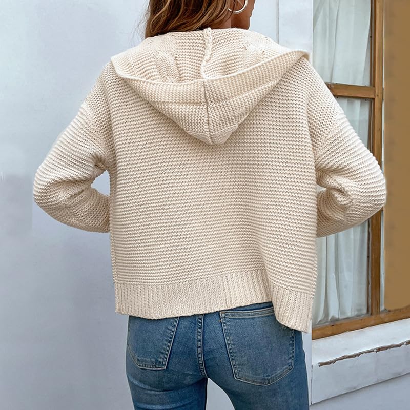 Women's Hooded Cardigan Sweater Knitted Sweater Autumn and Winter Twist Sweater Women's Cardigan Jacket Stylish Knit Sweater4