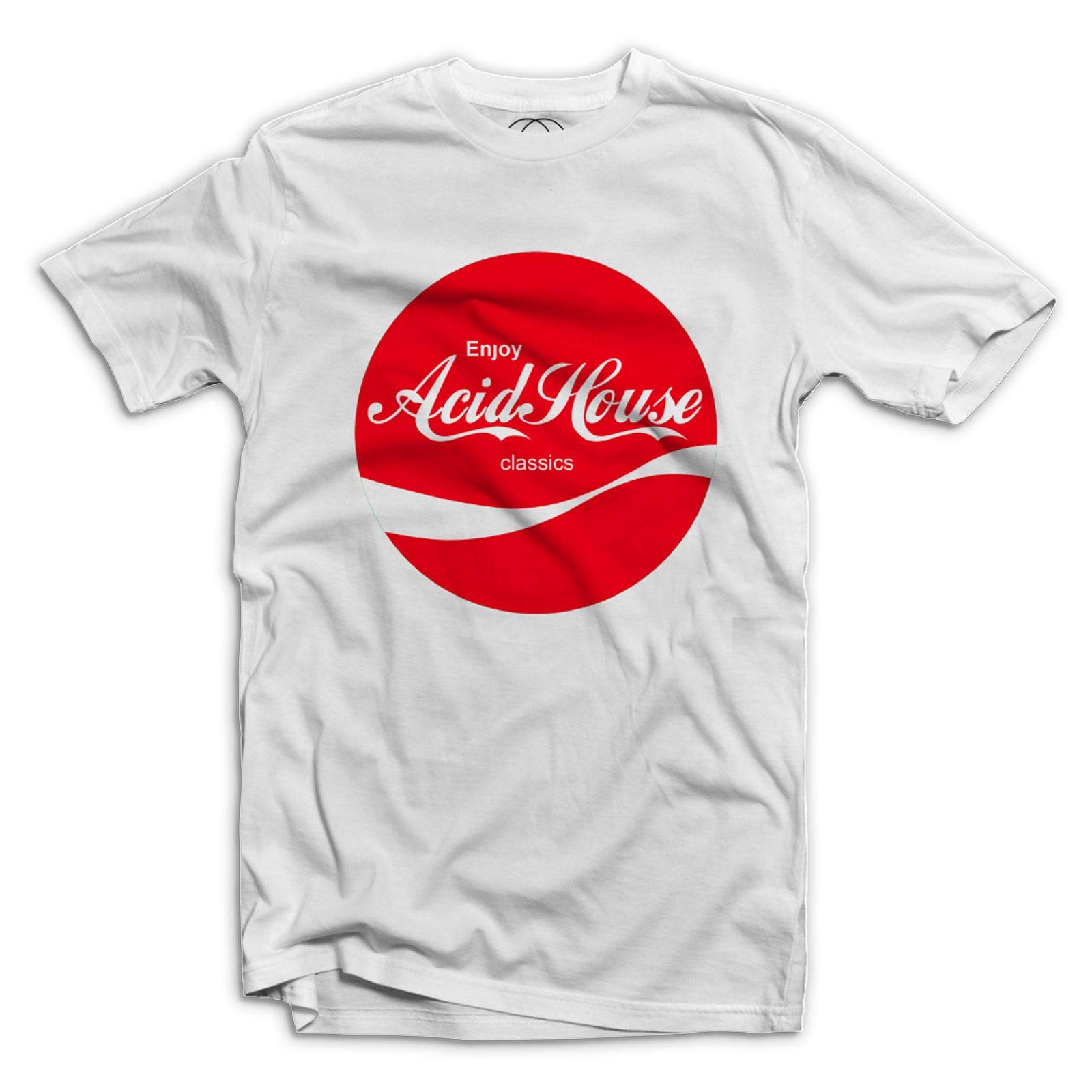 Double Good Garments Men's White Enjoy Acid House Classics Rave Edm Music Dj T-Shirt (Xxl, )