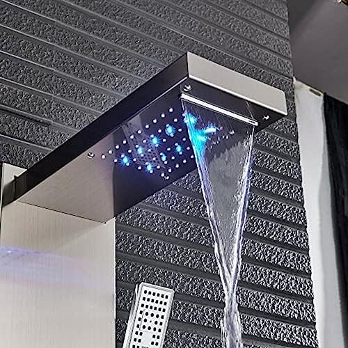 Shower System, Shower Panel Tower System Led Rainproof and Waterfall Massage Jet Spraye Stainless Steel Shower Column-Brushed Gold,Brushed Nickel(Brushed Nickel) (Brushed Nickel) miniatura 7