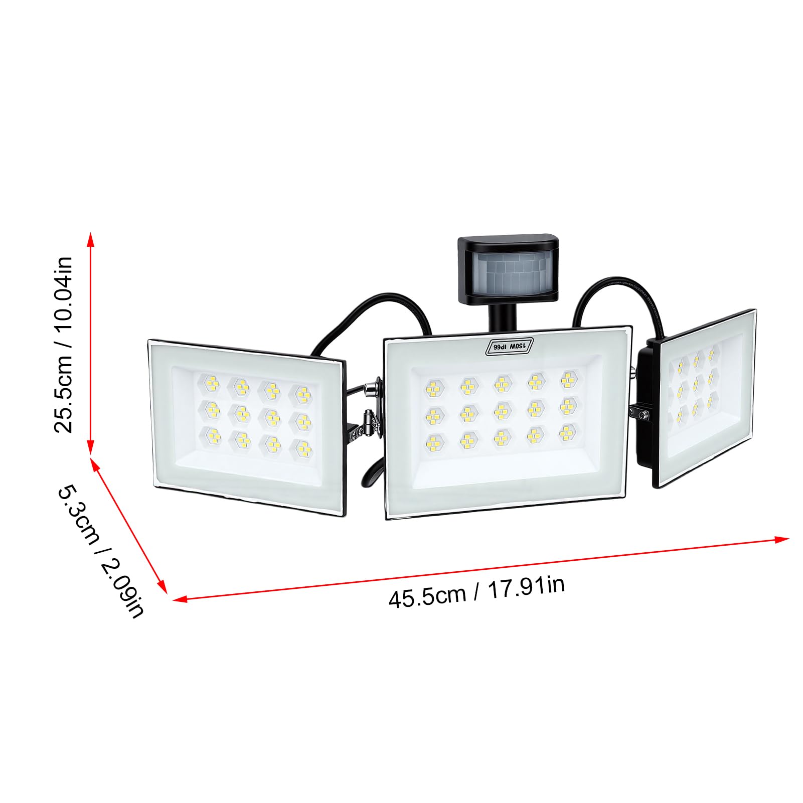 Fafeicy Światło Przeciwpowodziowe LED o Mocy 150 W 13500 Lm 3 Głowice