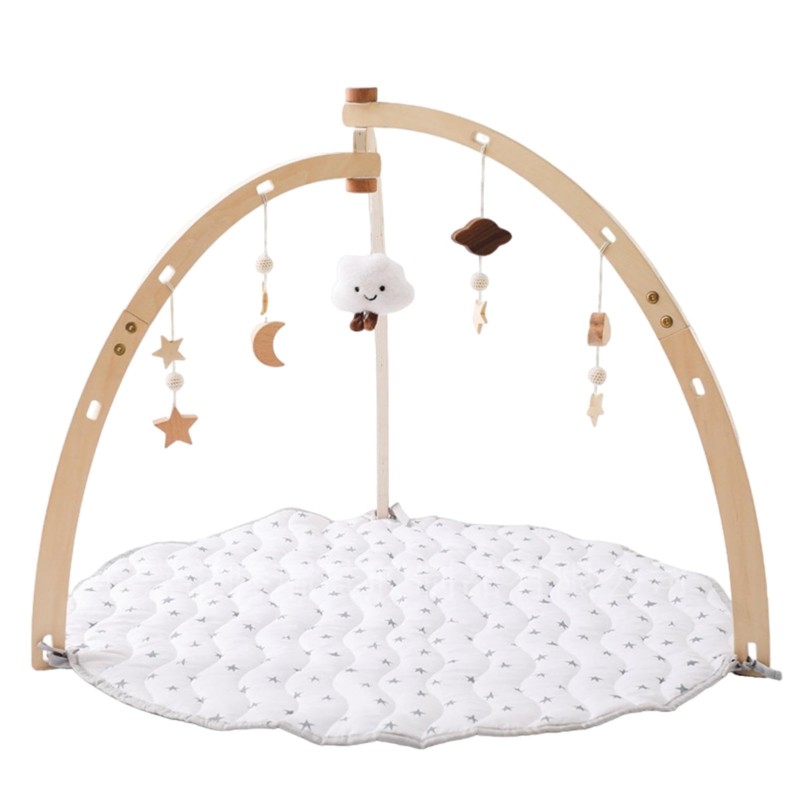 Kit de gimnasio con marco para bebé | Jugar juguetes de gimnasio | Alfombra de juego para bebé | Gimnasio de sensorial de madera | de juego de madera | Cómodo para niños, niñas y niños.