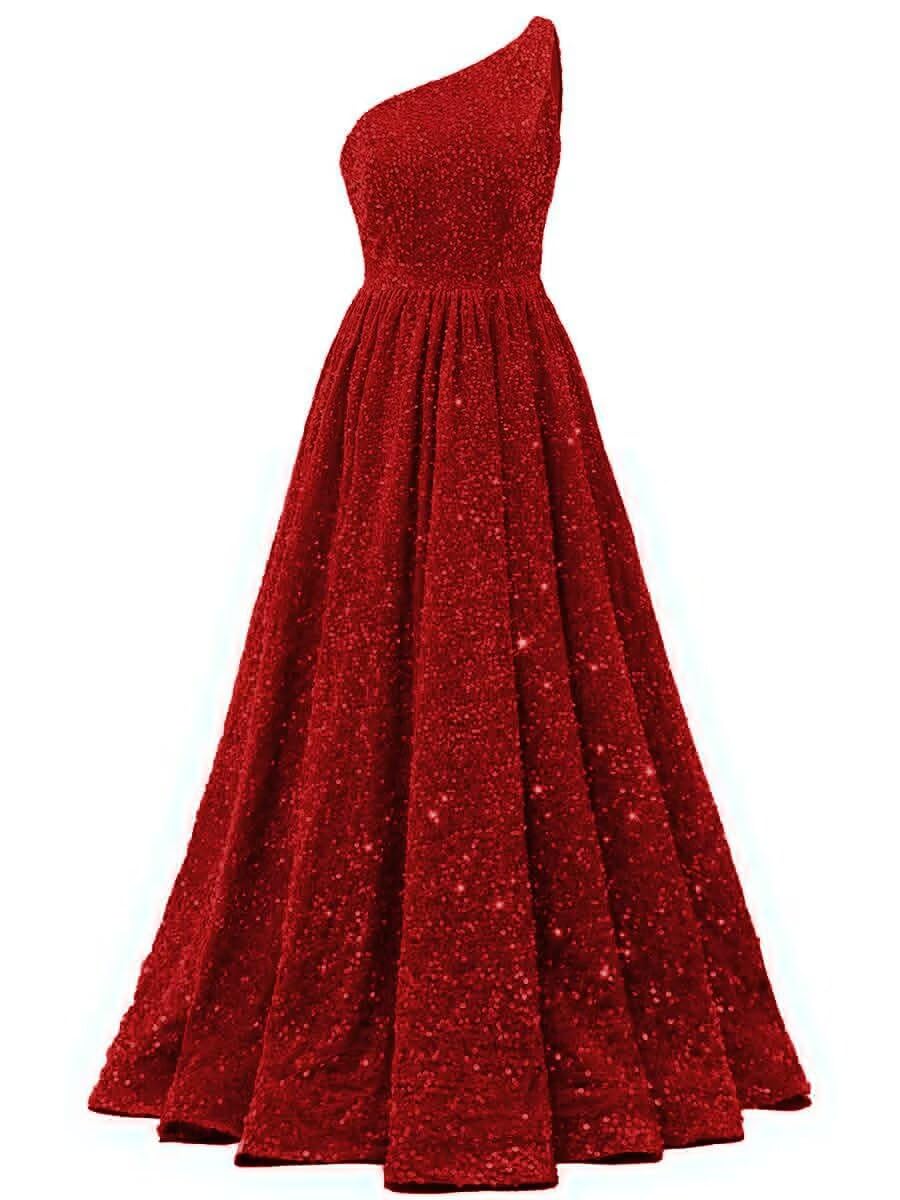 Sequin One Shoulder Prom Dresses for Women 2026 Sparkly Long Ball Gowns Formal Dress Aline Evening Party Gowns