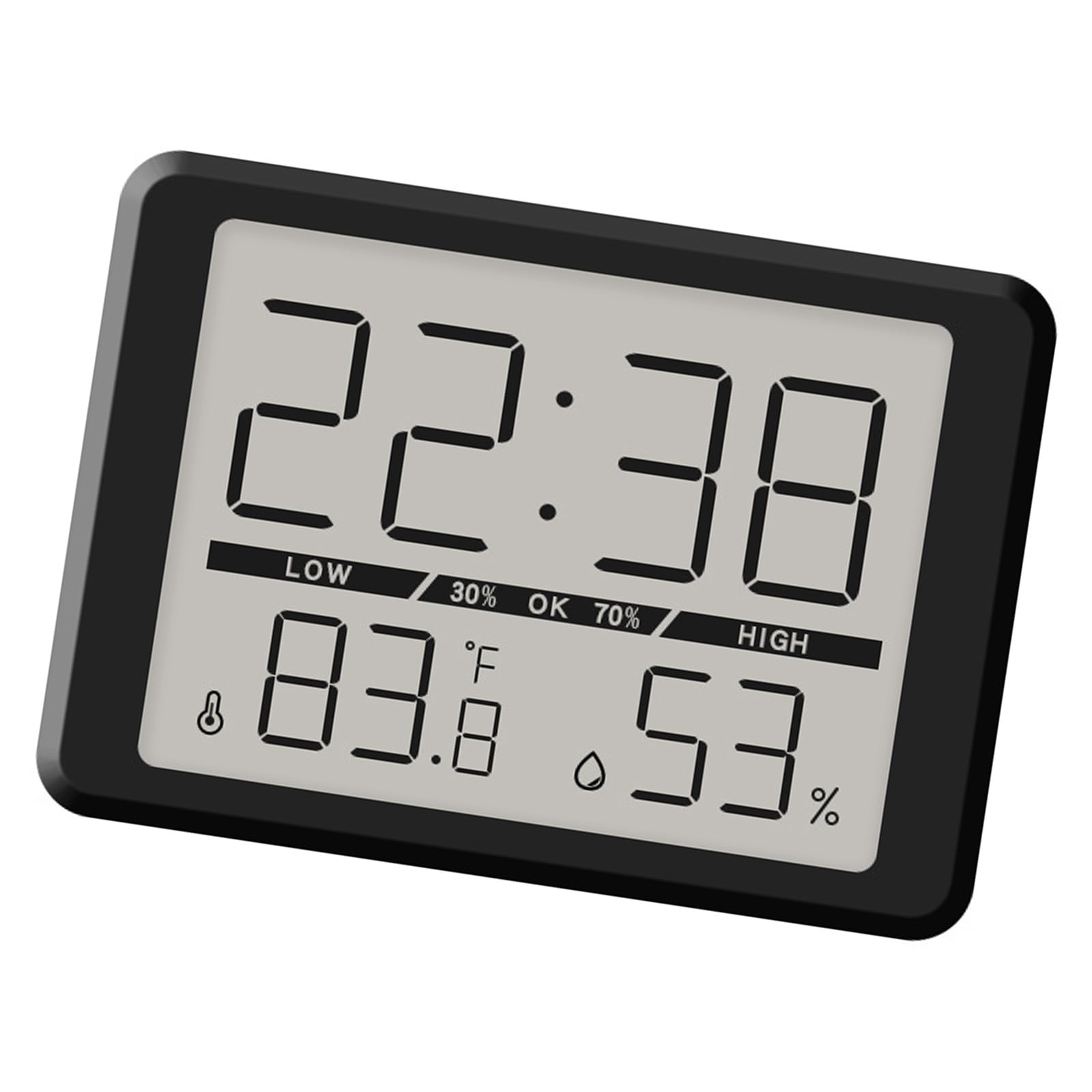 Whoasyst Digital Alarm Clock with Indoor Temperature and Humidity Time Display LCD Screen Backlight Battery Operated Digital Clock