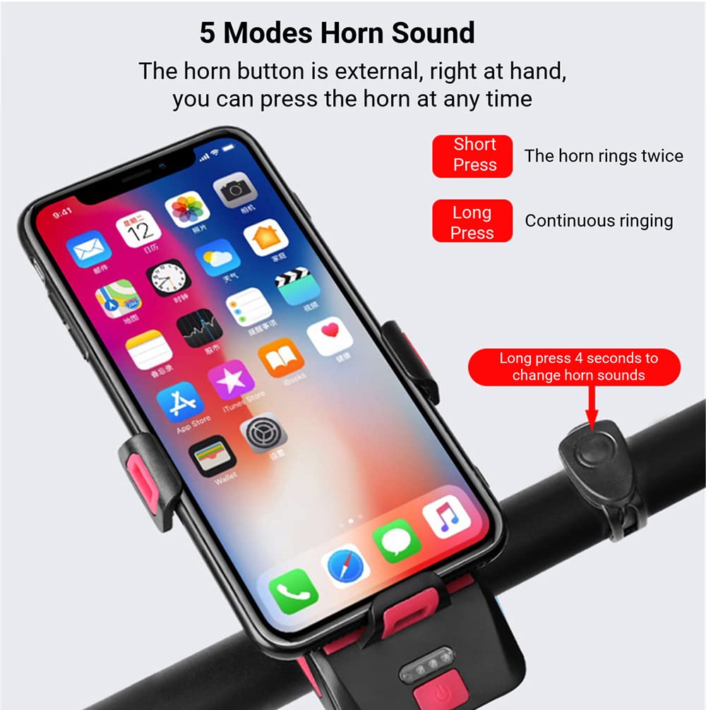 4 IN 1 USB Ricaricabile Della Luce Della Bici Con Corno 400 LM