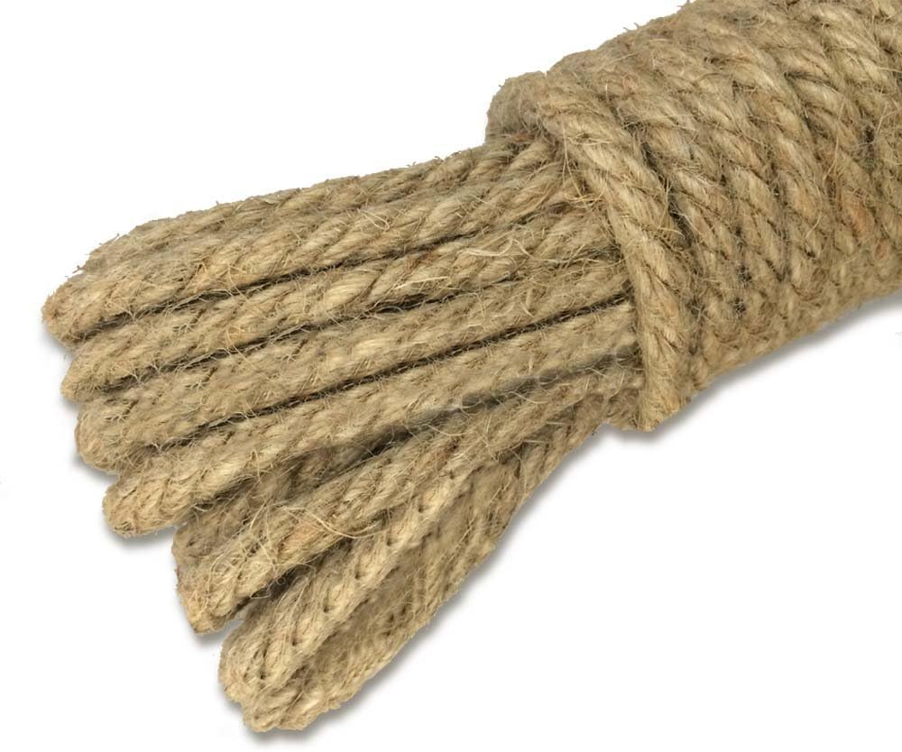 KINGLAKE 100% Natural Thick Strong Jute Rope 65 Feet 5mm 3 Ply Hemp Rope Cord For Arts Crafts DIY Decoration Gift Wrapping