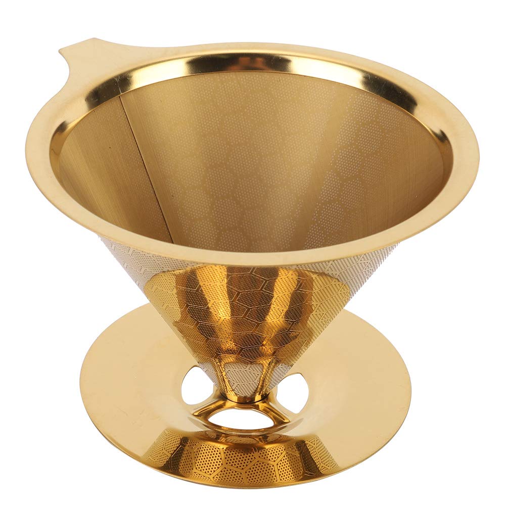 Nimomo Pour Over Coffee Filter, Honeycombed Stainless Steel Coffee Filter, Gold Honeycombed Stainless Steel Reusable Pour-Over Coffee Filter Coffee Dripper