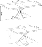 55.11"–70.86" Extendable Dining Table with Hidden Storage, Rectangular Kitchen Table for 4–6 People, Natural Wood Look Dining Room Table with Black Metal X-Base for Kitchen, Dining Room & Apartment