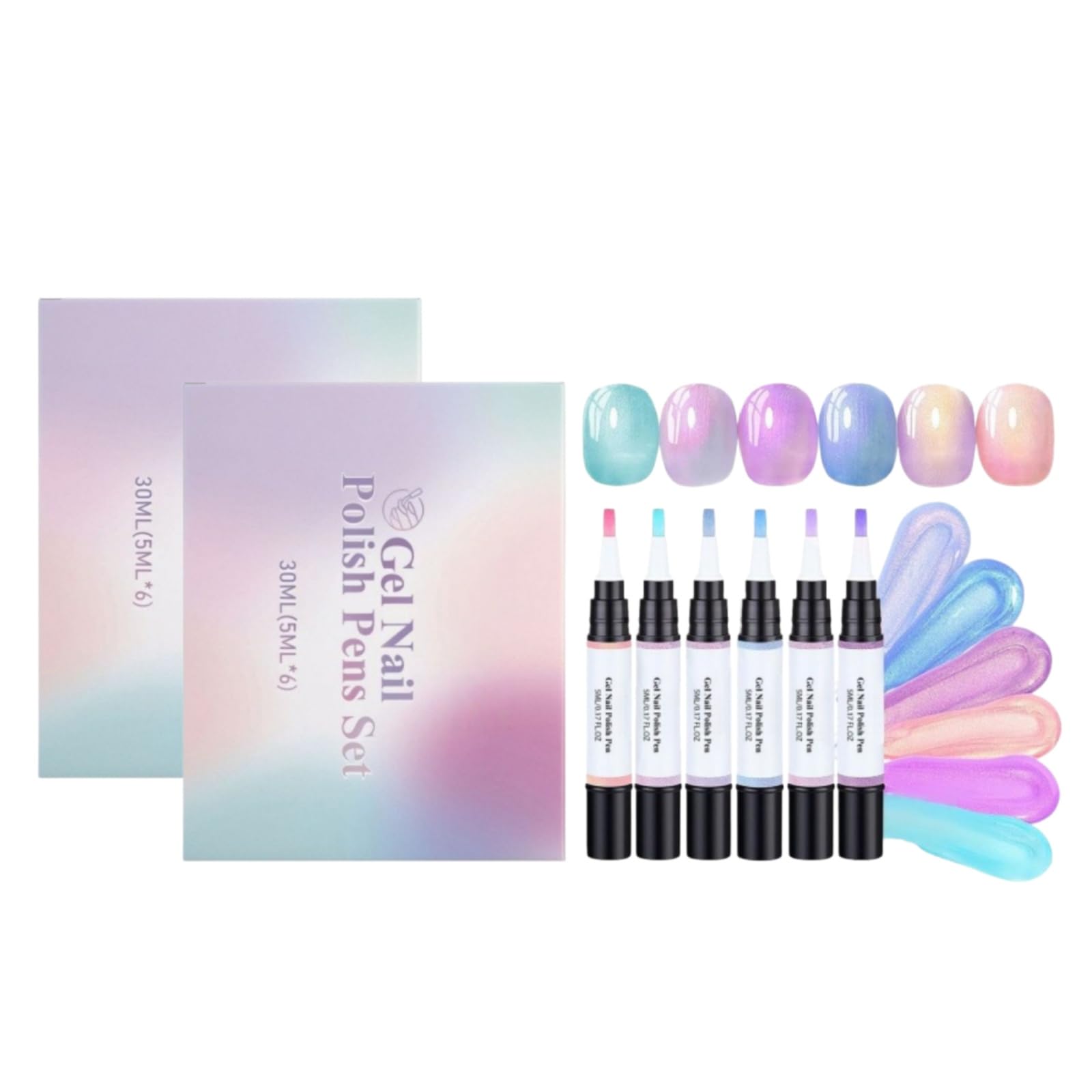 Nagellack-Set, schillernd, 6 Farben, magnetischer Effekt, langanhaltend, schnell trocknend, ohne Lampe