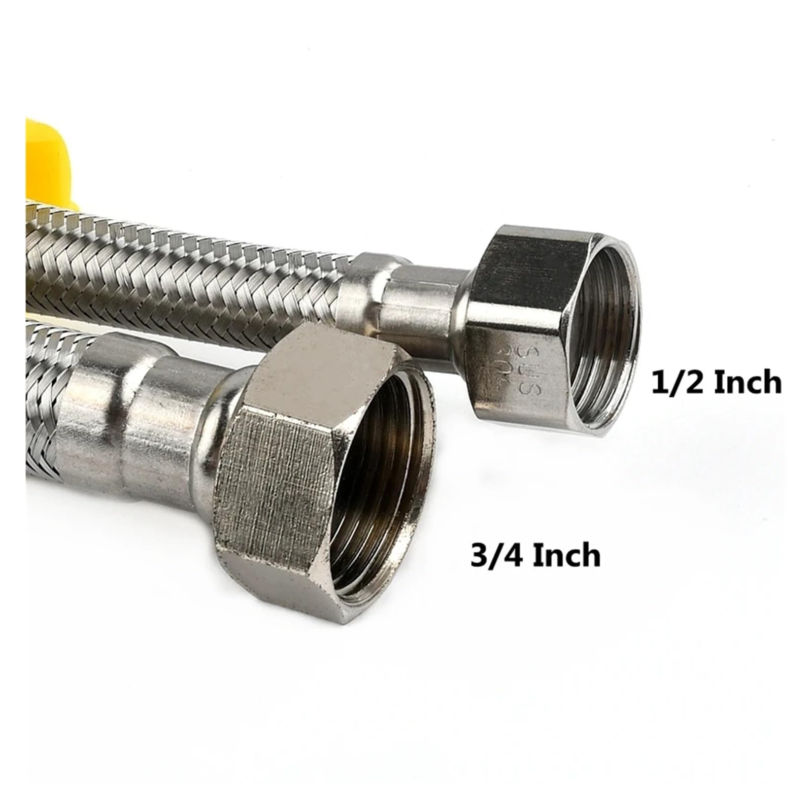 1 PC 1/2, 3/4 pollici Tubo intrecciato in acciaio inossidabile 304 Tubo ad acqua calda fredda Connessione rubinetto igienico Tubo Giardino Connessione acqua(1I2 Inch - 5m)