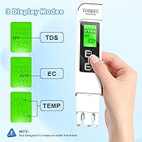 Vista 3 de Kits de Prueba de Agua para Agua Potable - Medidor TDS 4 en 1 TDS EC y Medidor de Temperatura (°C,°F), Preciso y Confiable, Digital para Grifo