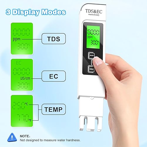 Vista 3 de Kits de Prueba de Agua para Agua Potable - Medidor TDS 4 en 1 TDS EC y Medidor de Temperatura (°C,°F), Preciso y Confiable, Digital para Grifo