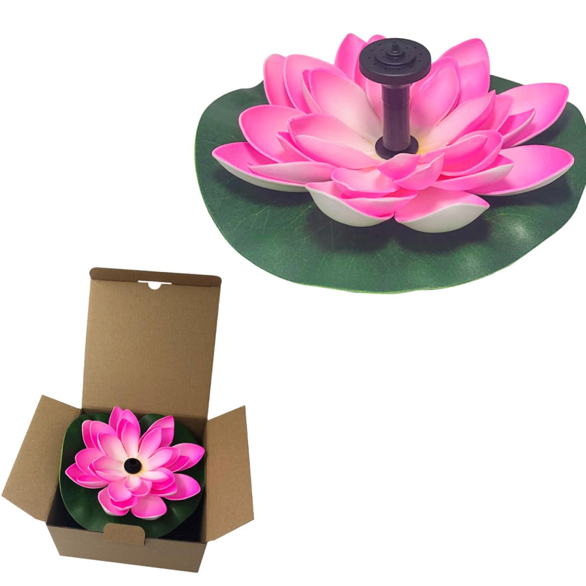 Fontana da Giardino Solare a Forma di Loto Pompa per Piscina e Laghetto, Funzionamento Automatico in Plastica Verde, Decorazione per Festa Estiva