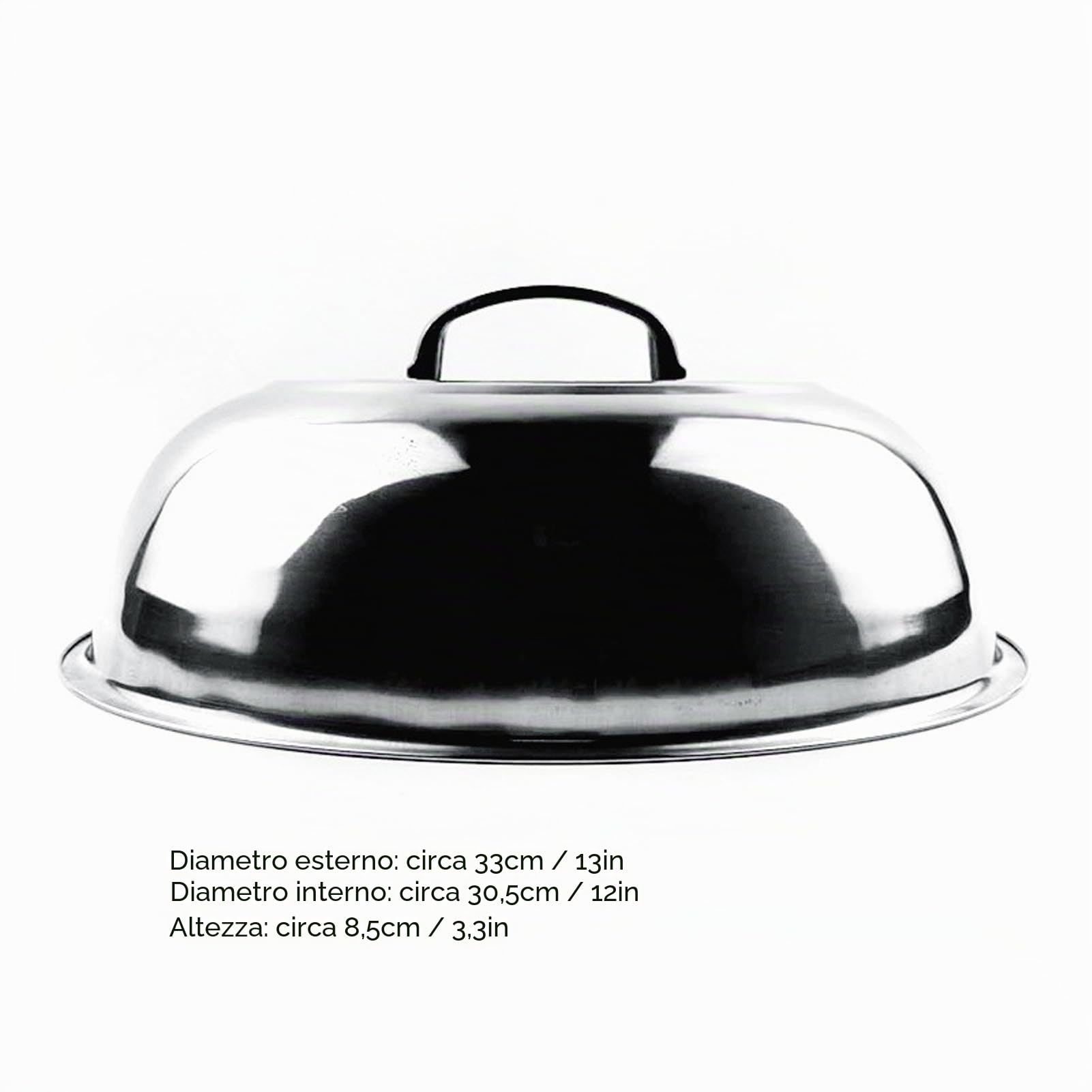 Coperchio per Pentola in Acciaio Inossidabile, Coperchio per Piastra Cottura a Vapore Multifunzionale con Cupola Rotonda 34 cm per Griglia, Formaggio Fuso, Teppanyaki
