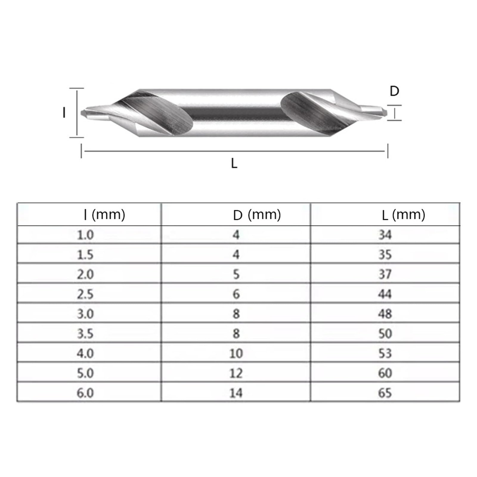 Wiertła centrujące HSS, Wiertło centrujące typu A HSS Ti-plated Kobaltowe rowki spiralne ze stali nierdzewnej Opakowanie 5 szt. A1.0 do A6(HSS TiN Coated,A2.5 (6MM)-10PCS)