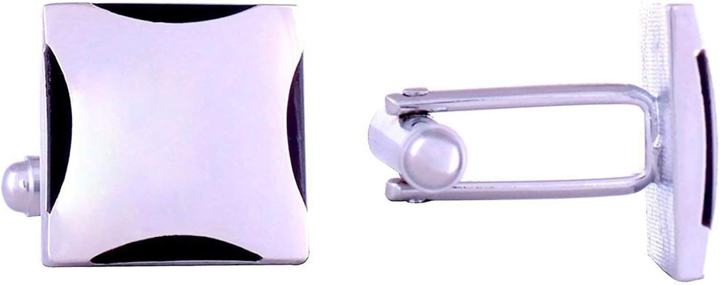 ZIVOMSquare Checks Rhodium Office Formal Shirt Blazer Cufflink Pair Men Gift Box, Brass