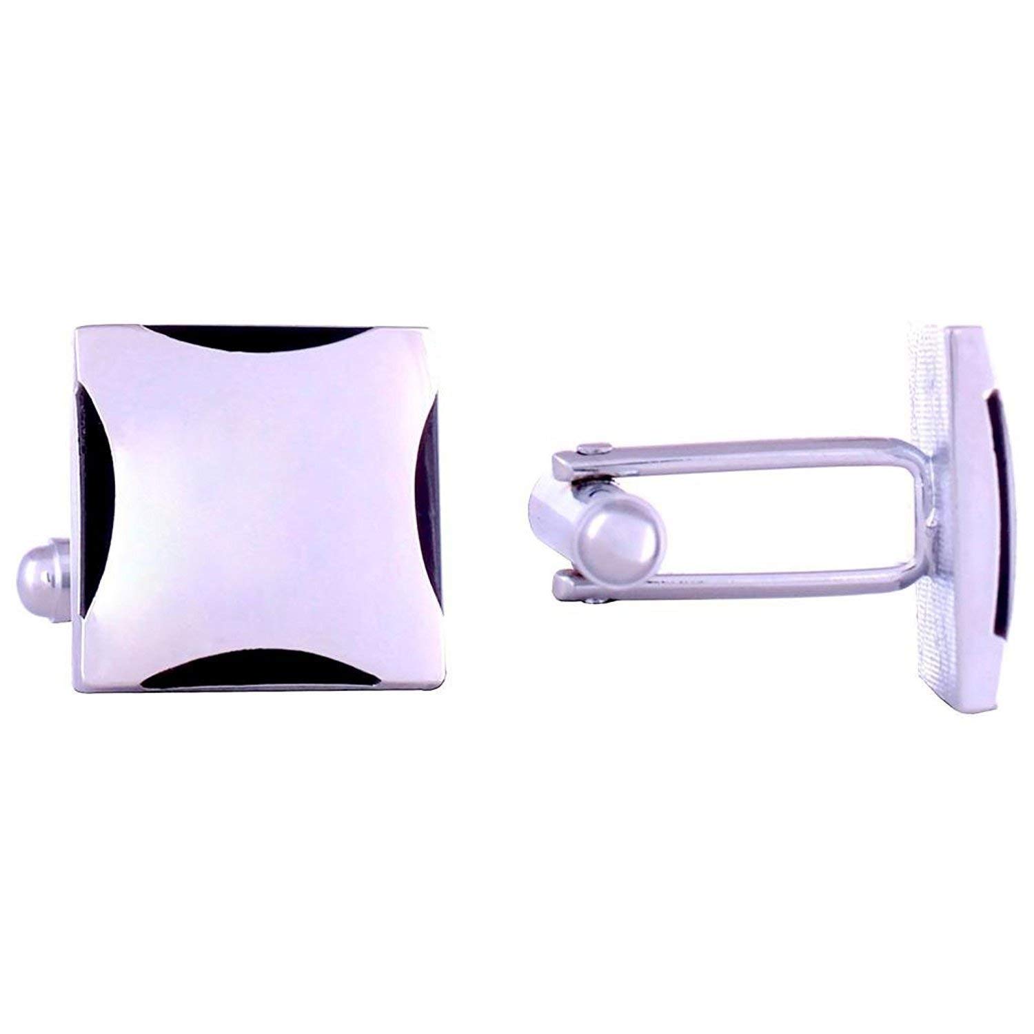 ZIVOMSquare Checks Rhodium Office Formal Shirt Blazer Cufflink Pair Men Gift Box, Brass