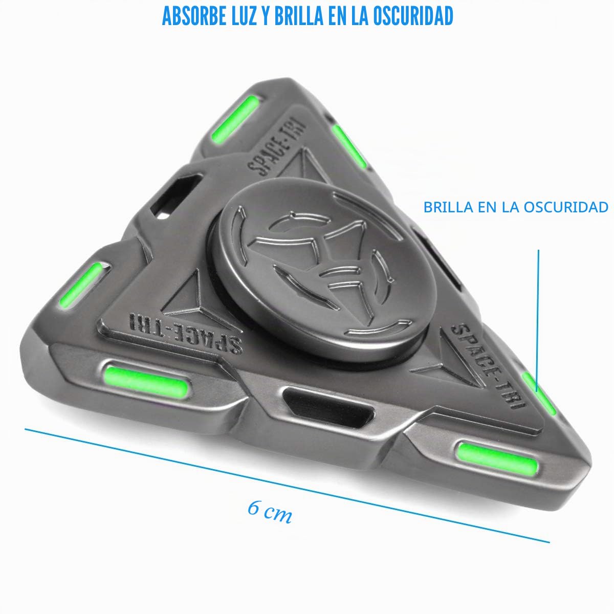 Luminoso Tri Fidget Spinner Space OVNI, brilla en la oscuridad, juguetes sensoriales para dedo Spinner de mano de metal de alta velocidad, enfoque de fiesta, premios para niños y adultos
