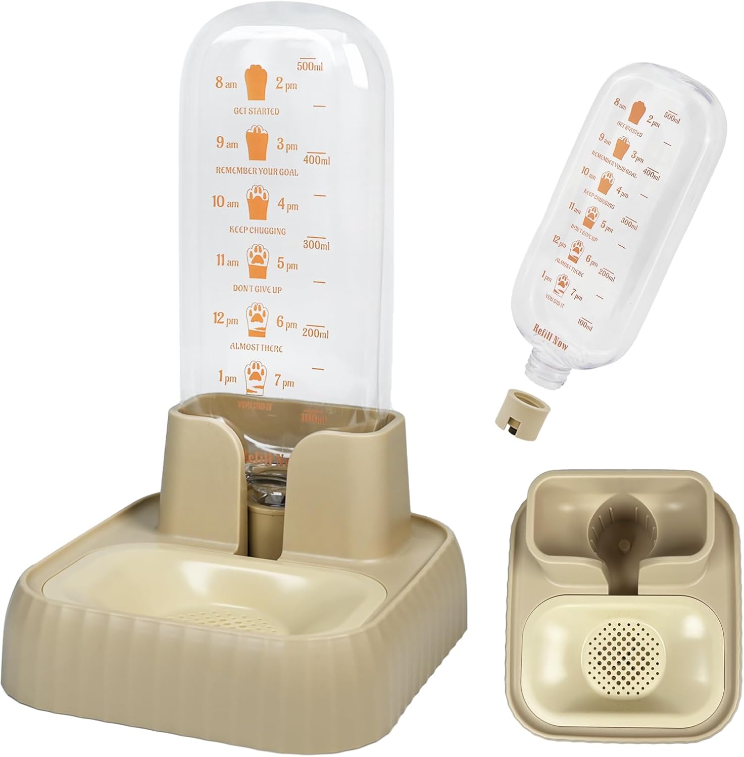 Cat Gravity Water Bowl, Pet Water Dispenser Automatic Cat Water Dispenser 500ML