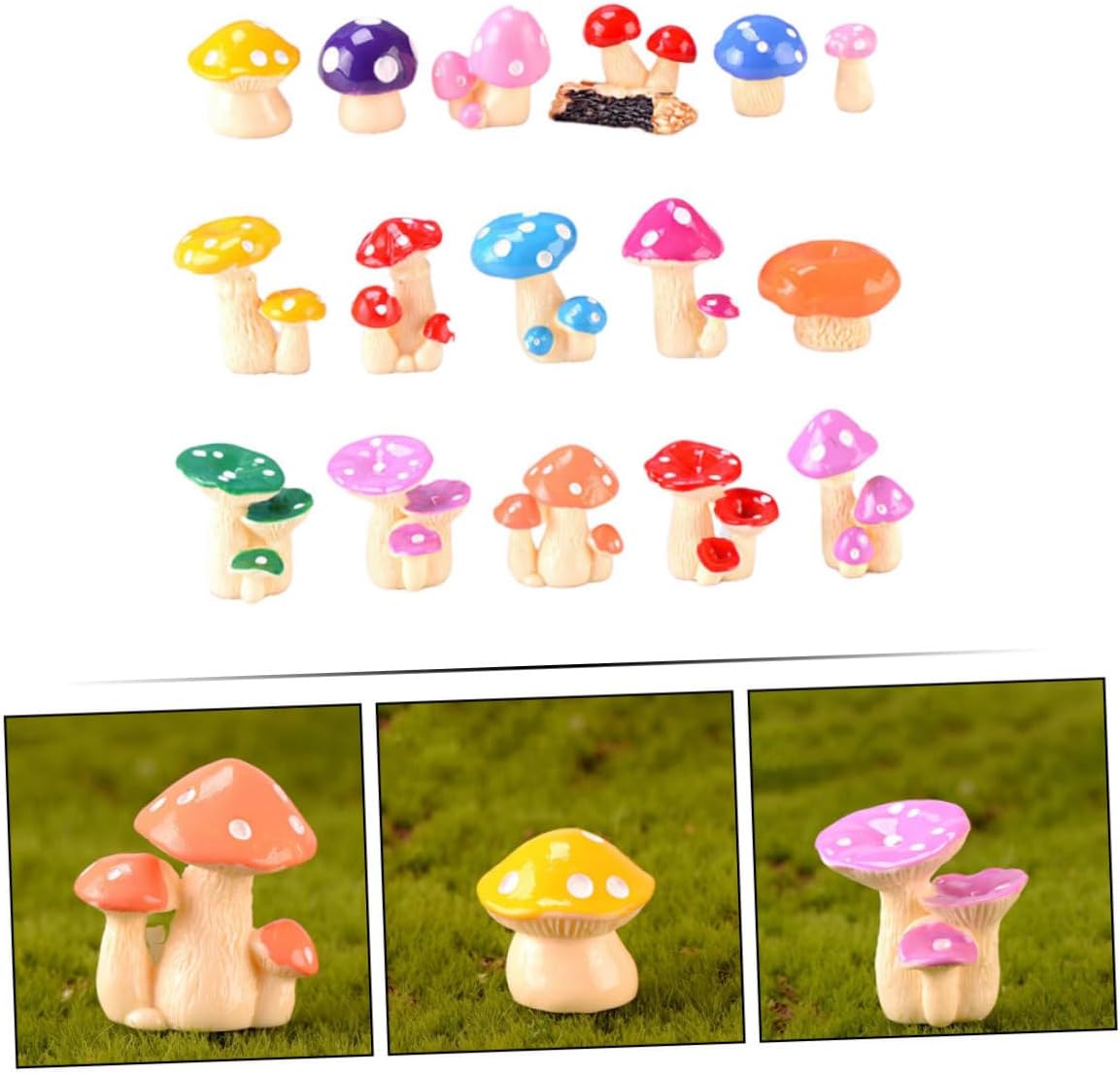 SUPVOX 64pcs Miniature Mushroom Decor for Cake Garden Resin Mushroom Figurines for Crafts Accessories Decoration