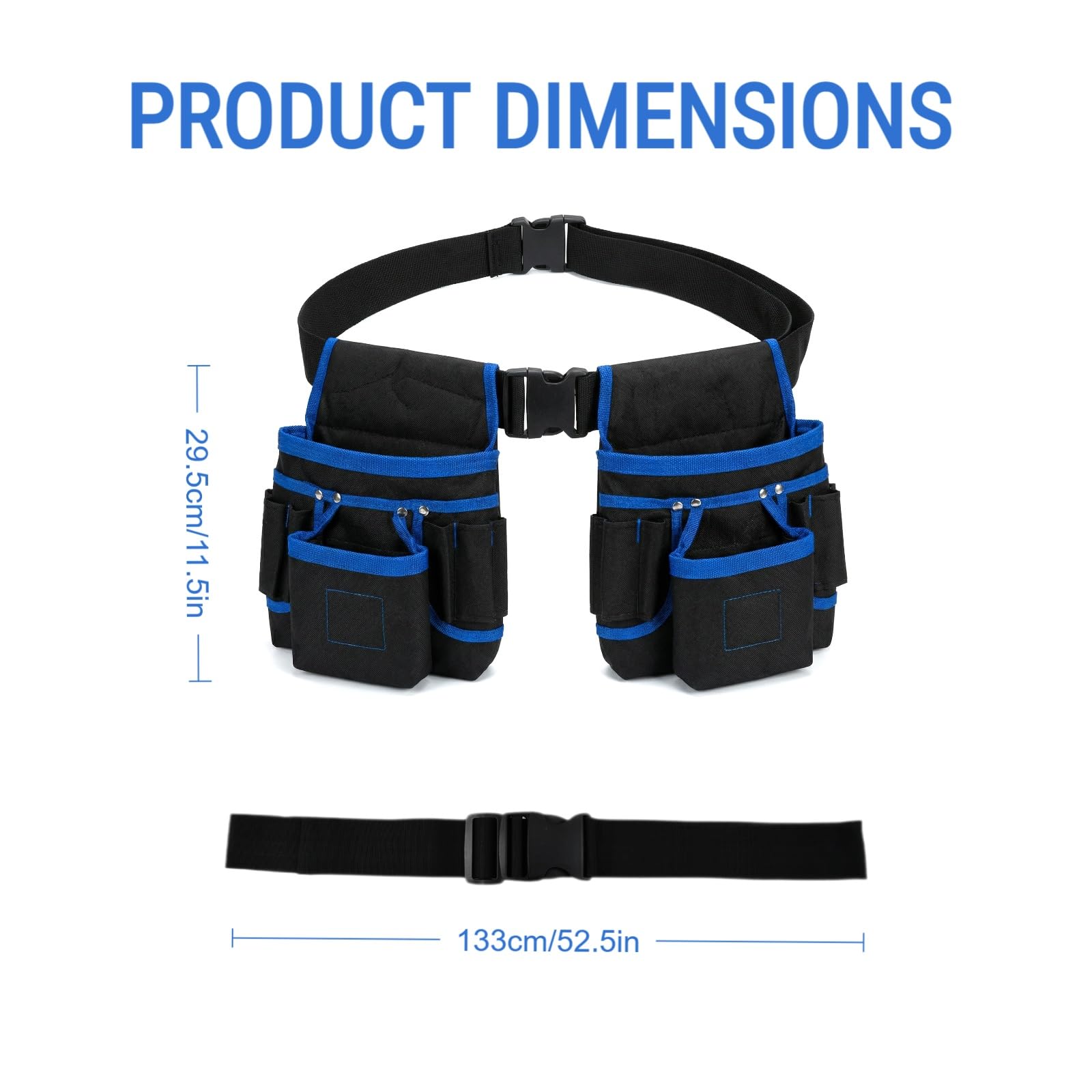 Cintura Porta Attrezzi,Porta Attrezzi da Cintura,Cintura per Attrezzi da Lavoro,Cintura Elettricista con Multiple Tasche,Imbottita per Uomo,Staccabile e Regolabile per Elettricisti (Blu, 1)