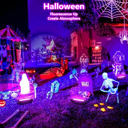 Image of Upgraded 200W LED Black Light with 10ft Cable, IP66 Outdoor Blacklight Flood Light, Powerful Floodlight with Plug Switch for Christmas Halloween Neon Glow Dark Party Fluorescent Body Paint, 2 Pack