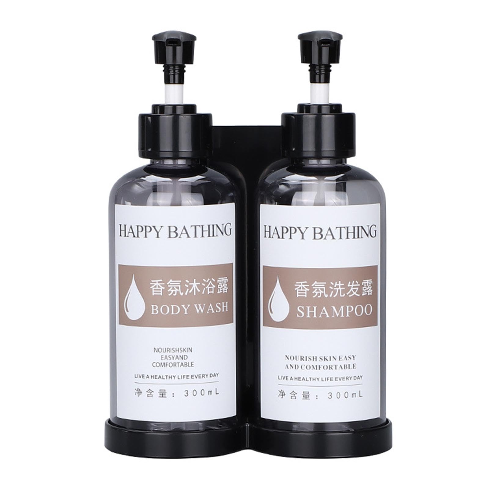 Set di 3 dispenser di sapone liquido per le mani, dispenser di sapone per le mani, per bagno, casa colonica, WC, grigio, 2 scomparti, grigio