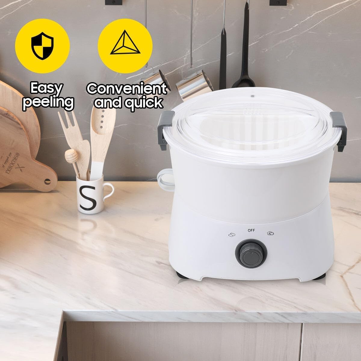 Pelapatate Elettrico, pelapatate Automatico da 85 W, pelapatate Commerciale con Comando a Un Pulsante, pelapatate Multifunzione per Frutta e Verdura, essiccatore per Verdure