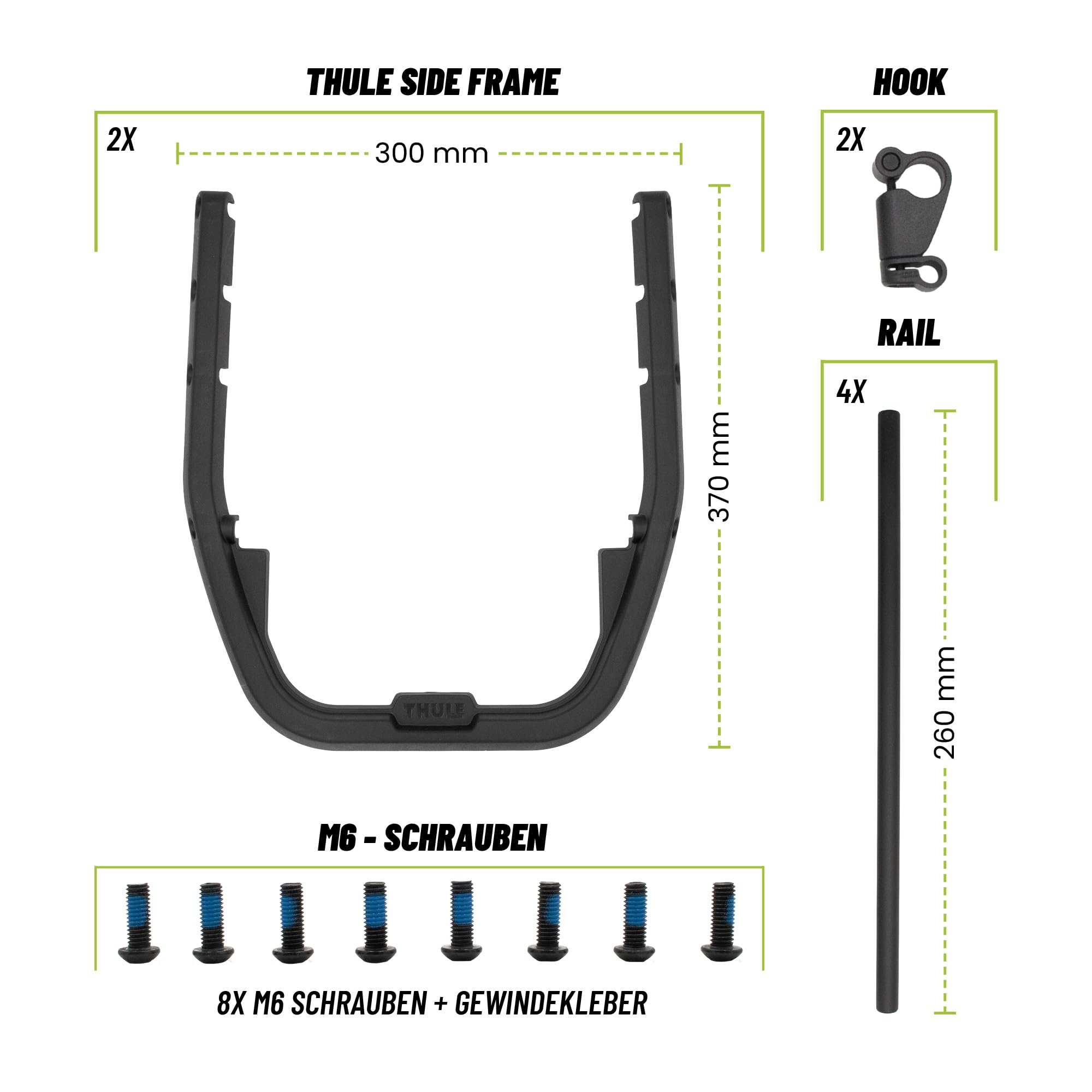Thule Side Frames Set Seitenrahmen Für Tour Rack Black, One-Size