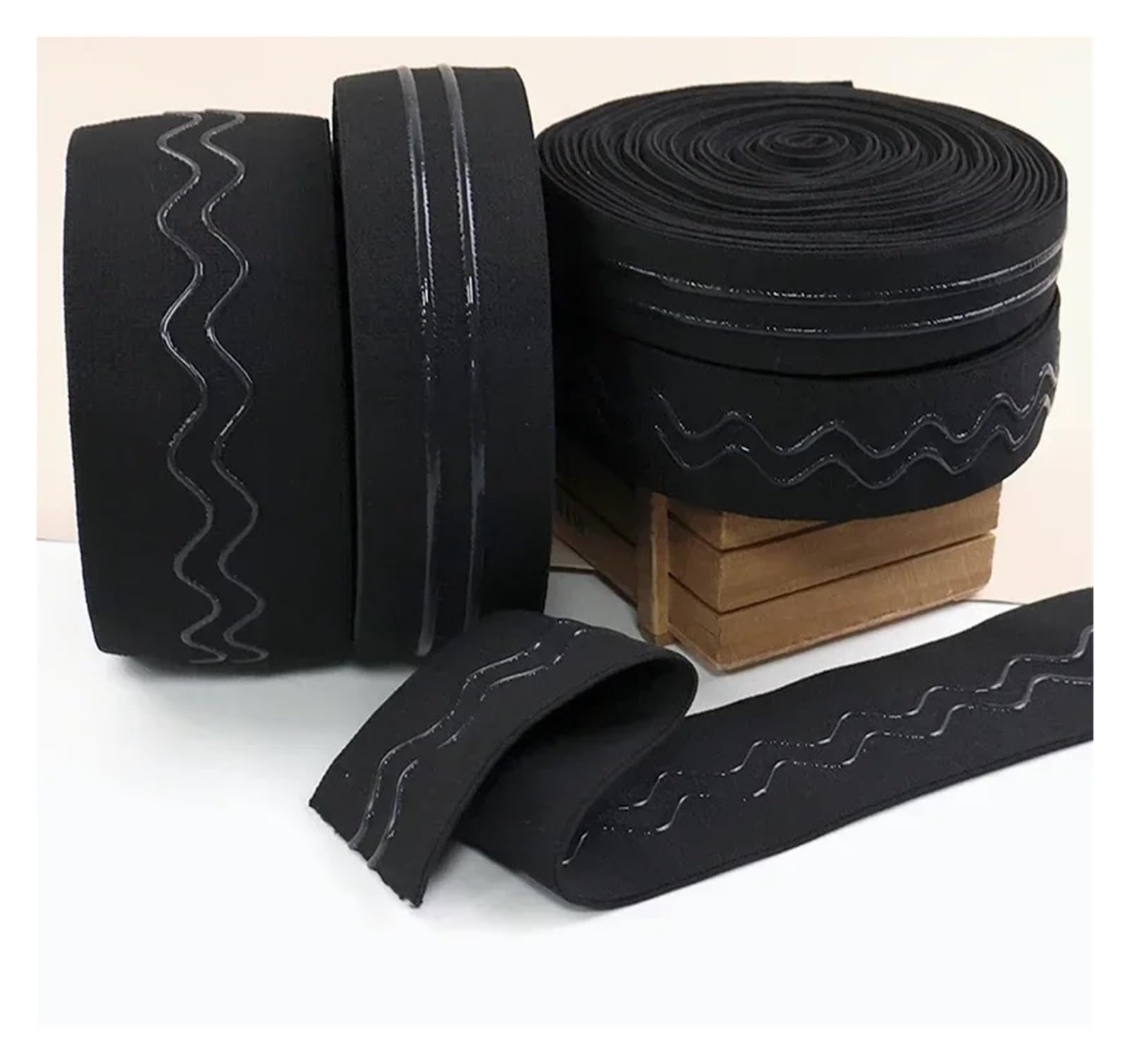 2/5/10M 20-55mm silikonowa antypoślizgowa gumka do bielizny taśma rozciągliwa odzież sportowa wstążki DIY akcesoria do szycia(Black-B,10Meters,30mm)