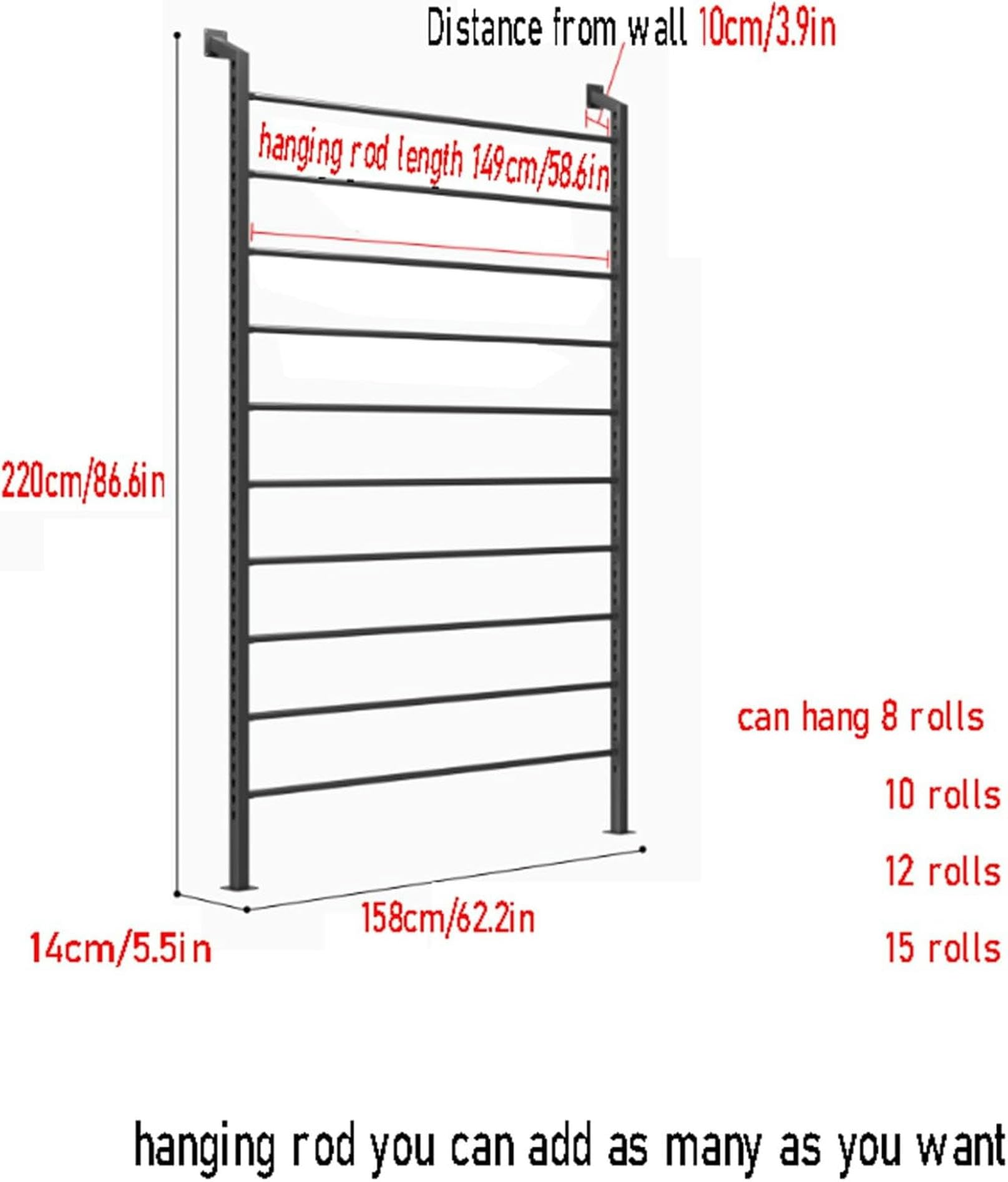 Estante de Pared para Almacenamiento de Rollos de Tela, solución Que Ahorra Espacio para la organización Textil Comercial.