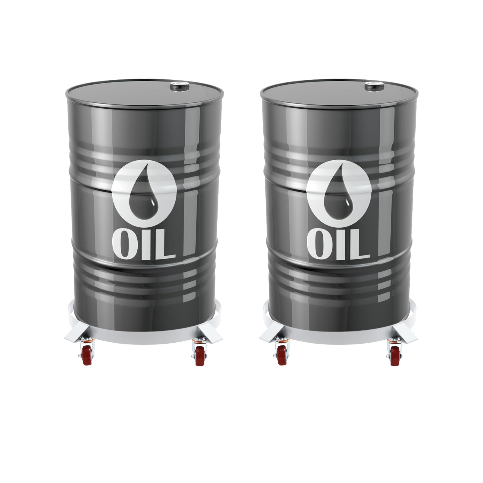 OUKANING Set di 2 carrelli da trasporto a tamburo da 544 kg, con ruote girevoli, carrelli per carichi pesanti, 544 kg, in metallo, per officina
