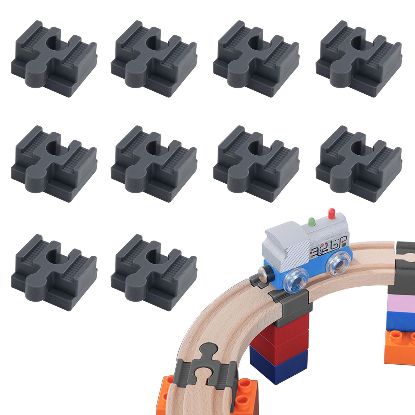 BelleVive 10 Pack Track Connectors Compatible Adapter Connects Both Systems Together, Rail Connectors Track Connectors Universal Fit Adapter for Railways