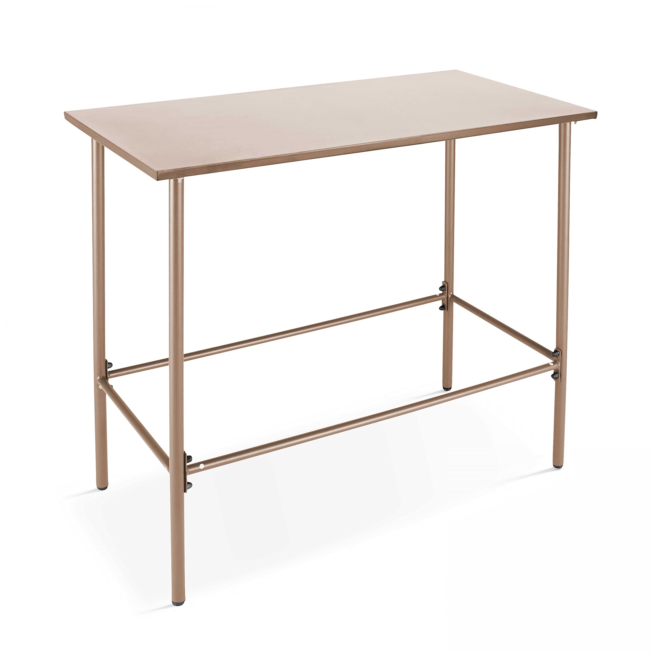 Oviala Ensemble Table Haute et 4 chaises de Bar en métal Taupe - Palavas