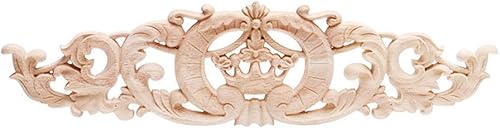 Apliques de madera tallada larga sin pintar, apliques de madera y onlays para muebles (15.75 x 3.94 pulgadas)