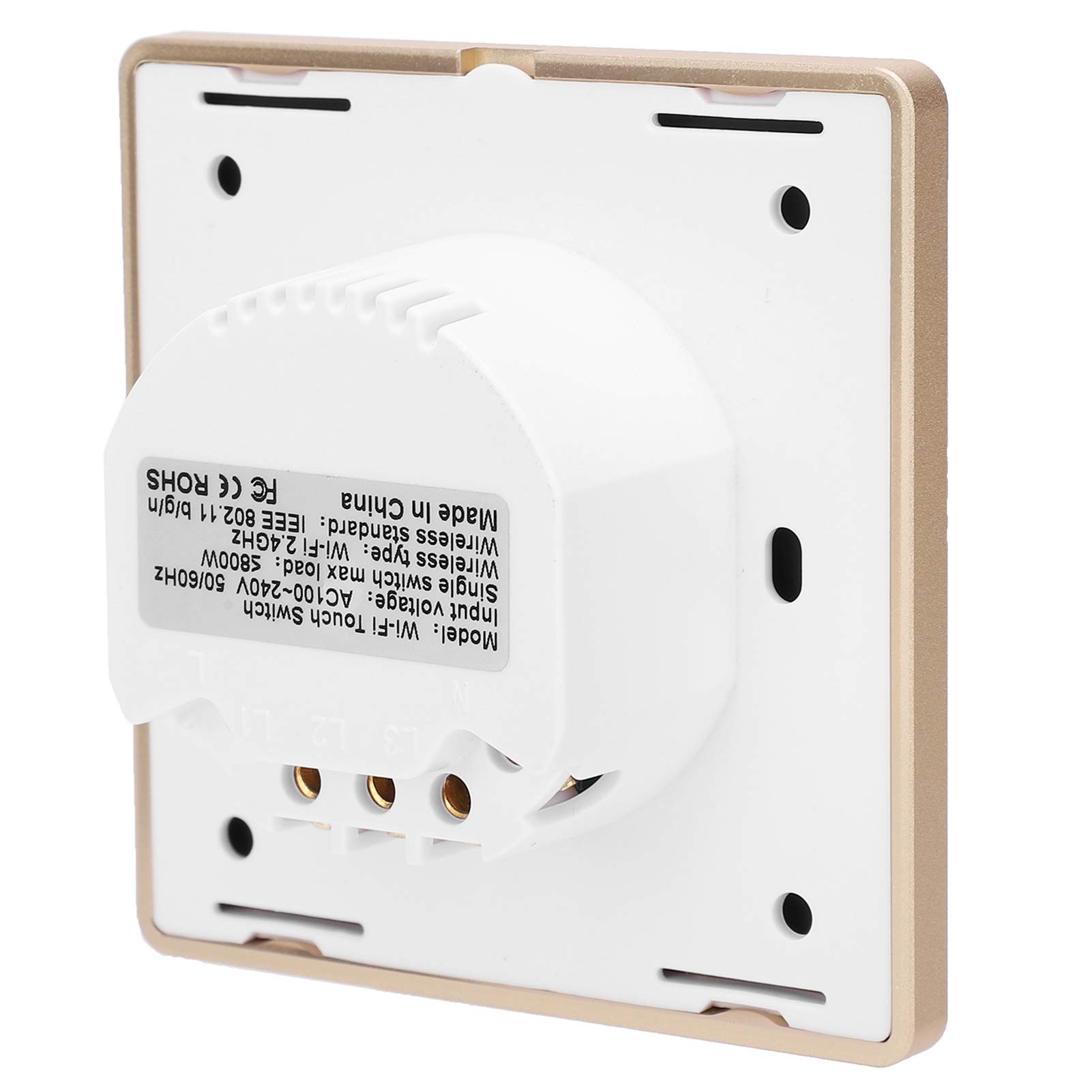 Interruttore della luce intelligente Wi-Fi, interruttore della luce tattile intelligente a parete, interruttore tattile intelligente Telecomando wireless dorato Standard del Regno Unito 800 W 95‑240 V